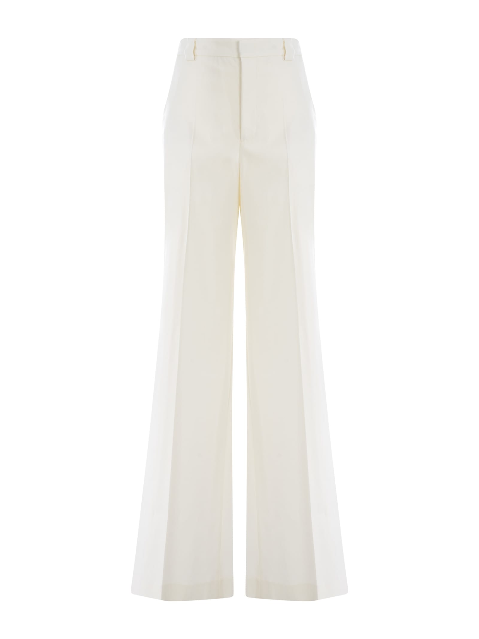 RED Valentino White Trousers In Viscose And Wool Stretch Gabardine