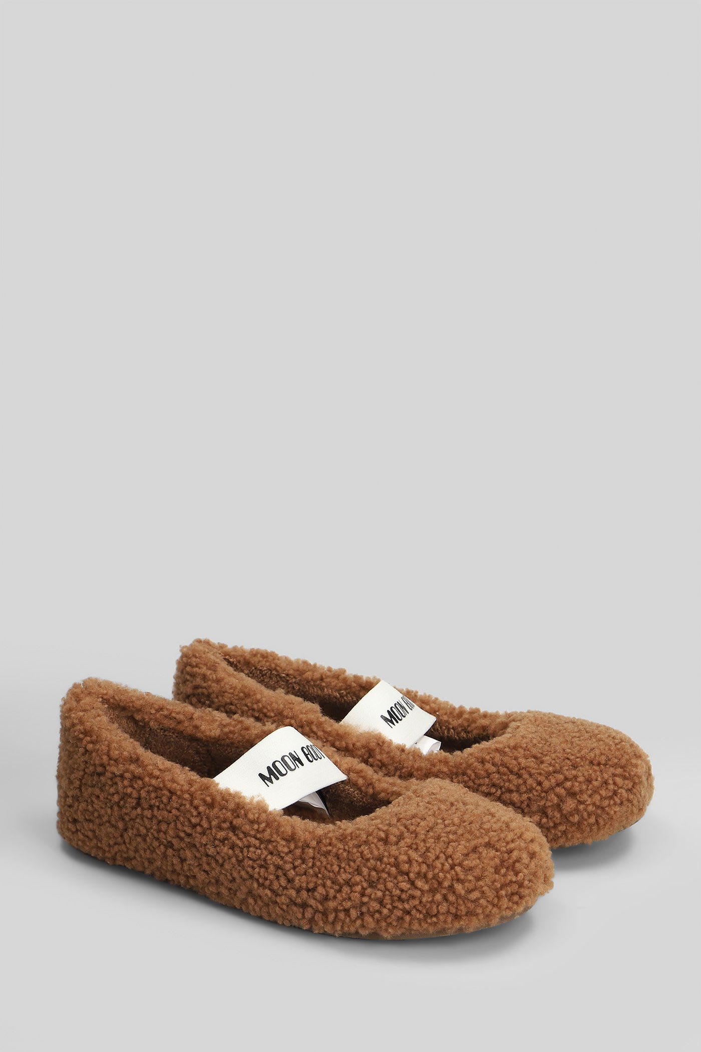 Moon Boot Mb Shearling Ballet Flats In Brown Shearling In Brown