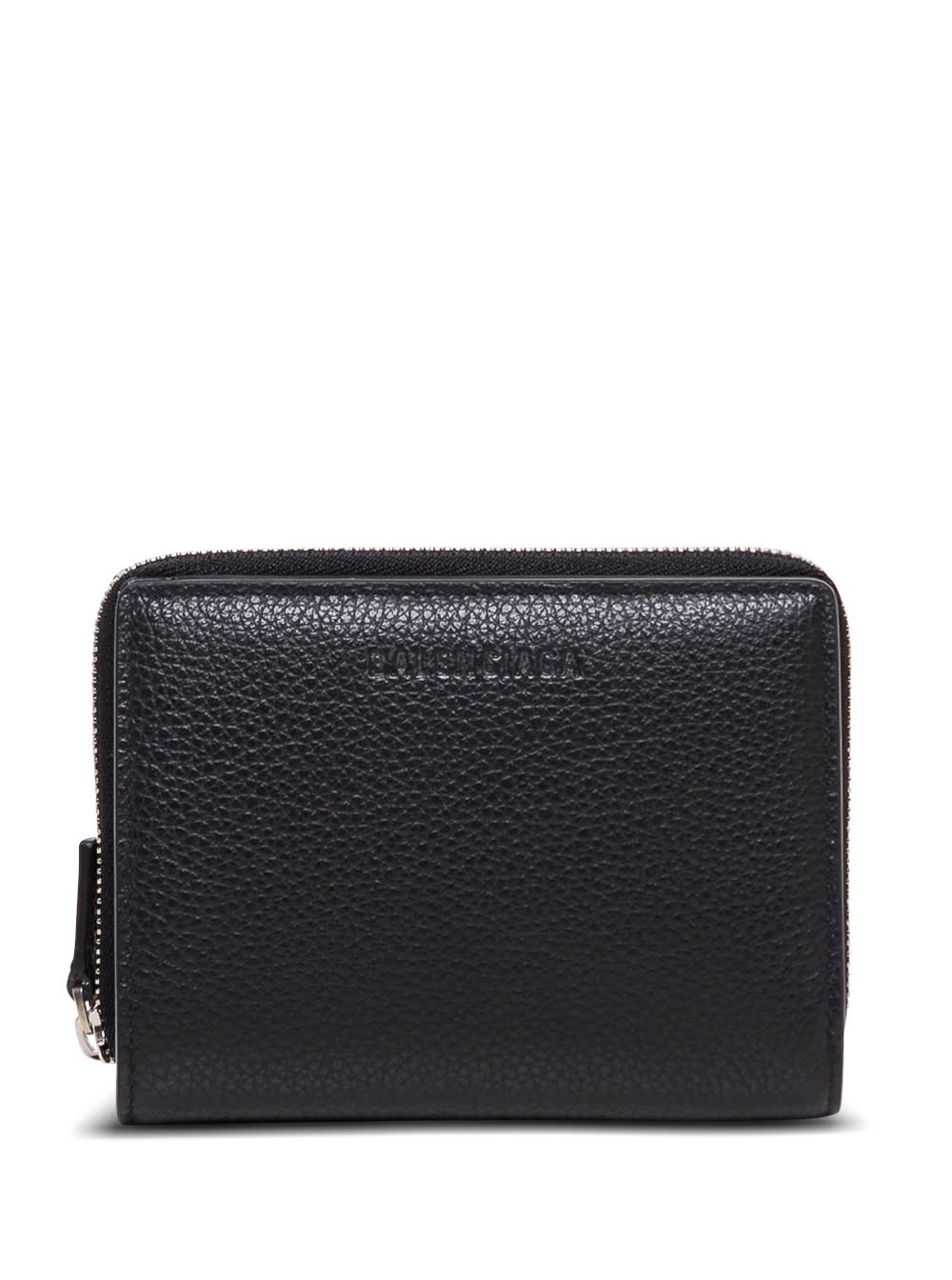 Balenciaga Essential Wallet In Black Hammered Leather