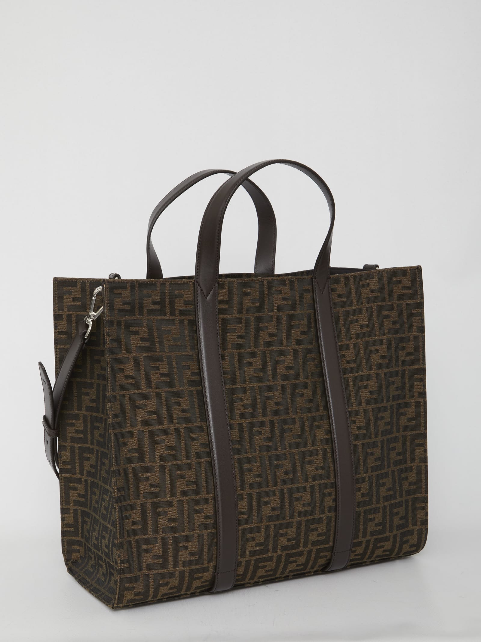 Fendi Boston Bag FF Jacquard Fabric Brown GHW