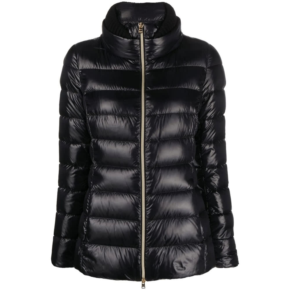 Herno Quilted Puffer Jacket With High Collar In Black