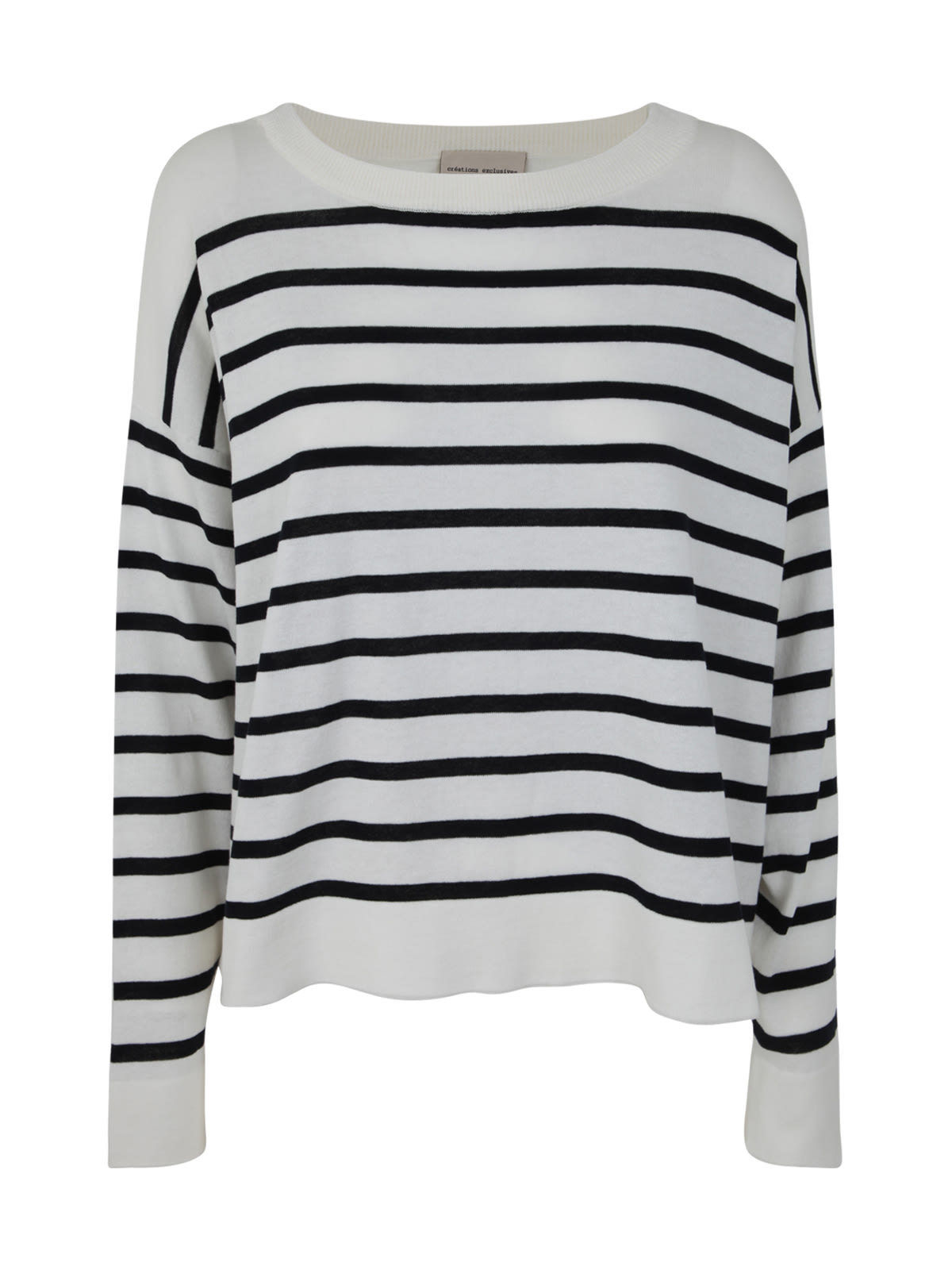 Semicouture Tracee Pullover In White Midnihìght Striped