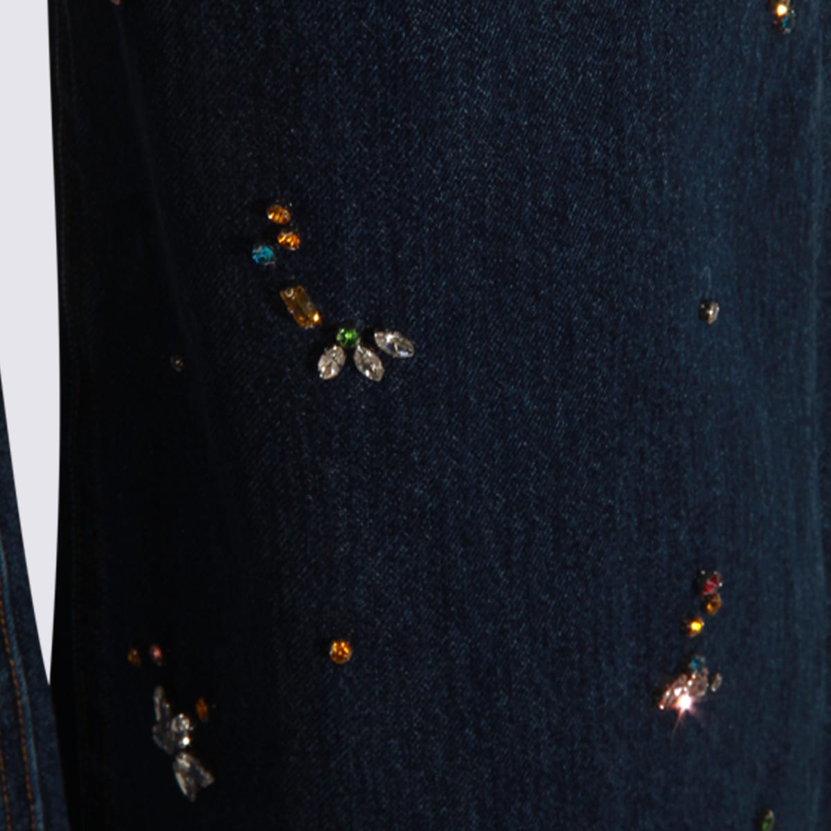 Self-portrait Wide-leg Denim Jeans With Floral Embellishments In Blue