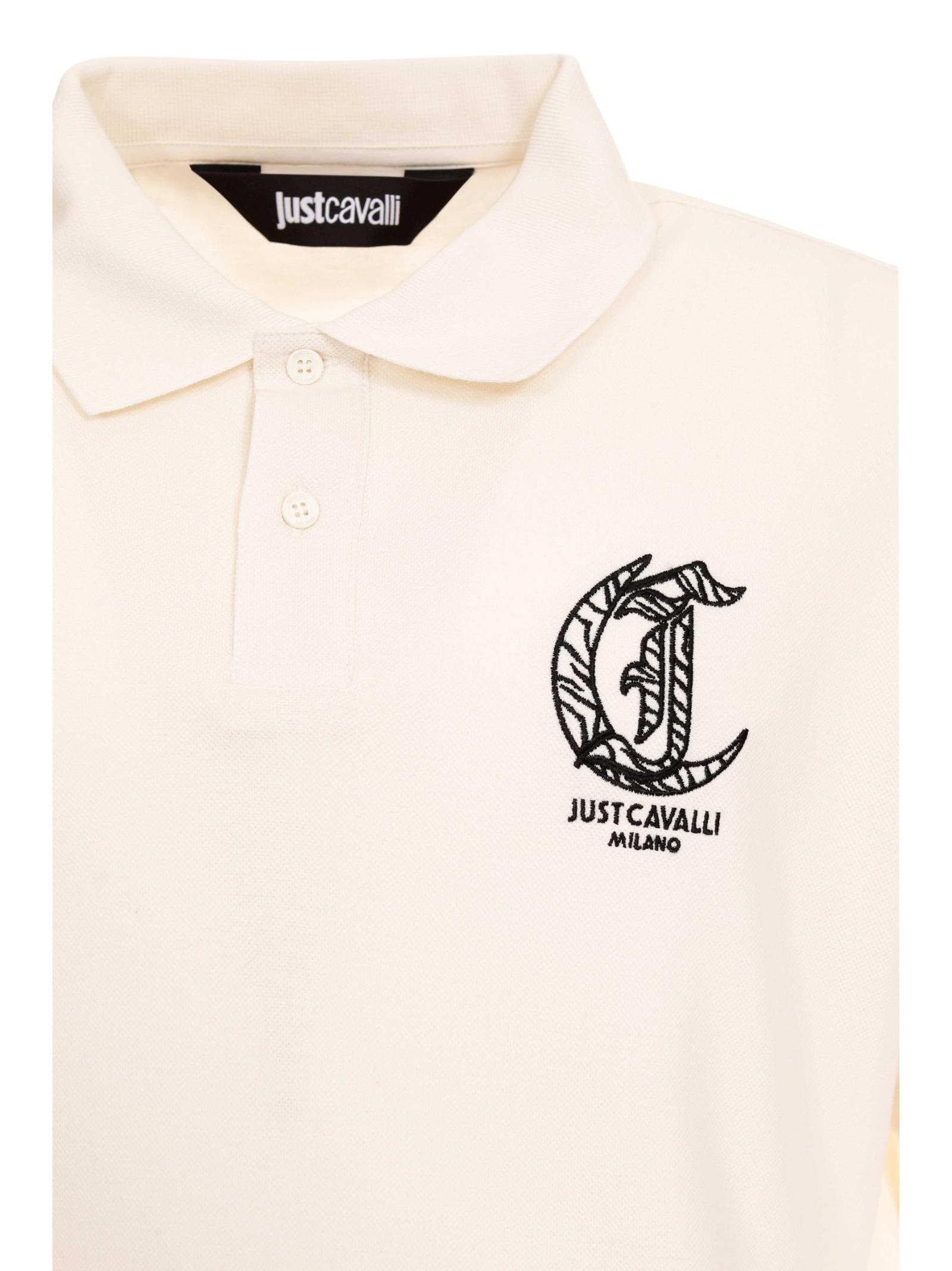 Just Cavalli Embroidered-logo Polo Shirt In White