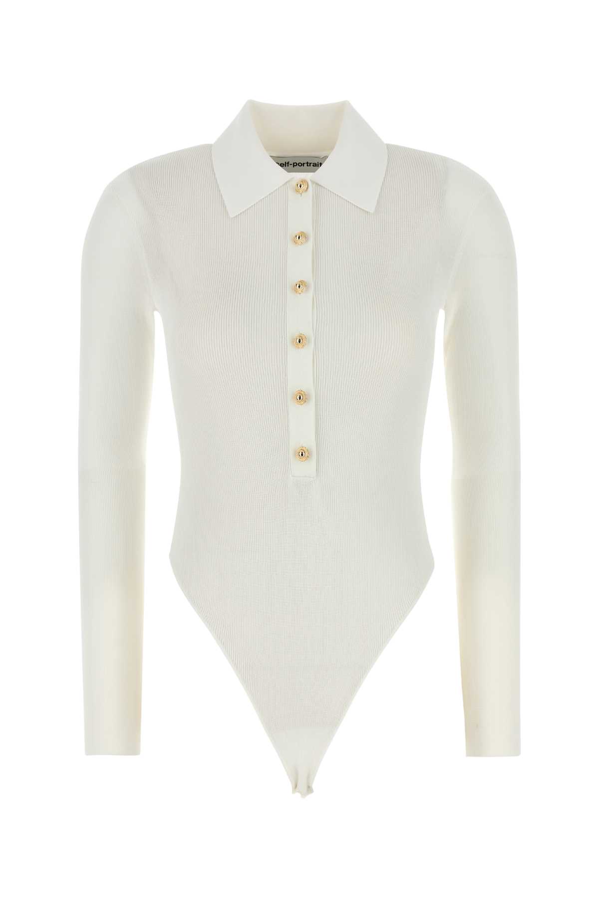 Self-portrait White Viscose Bodysuit