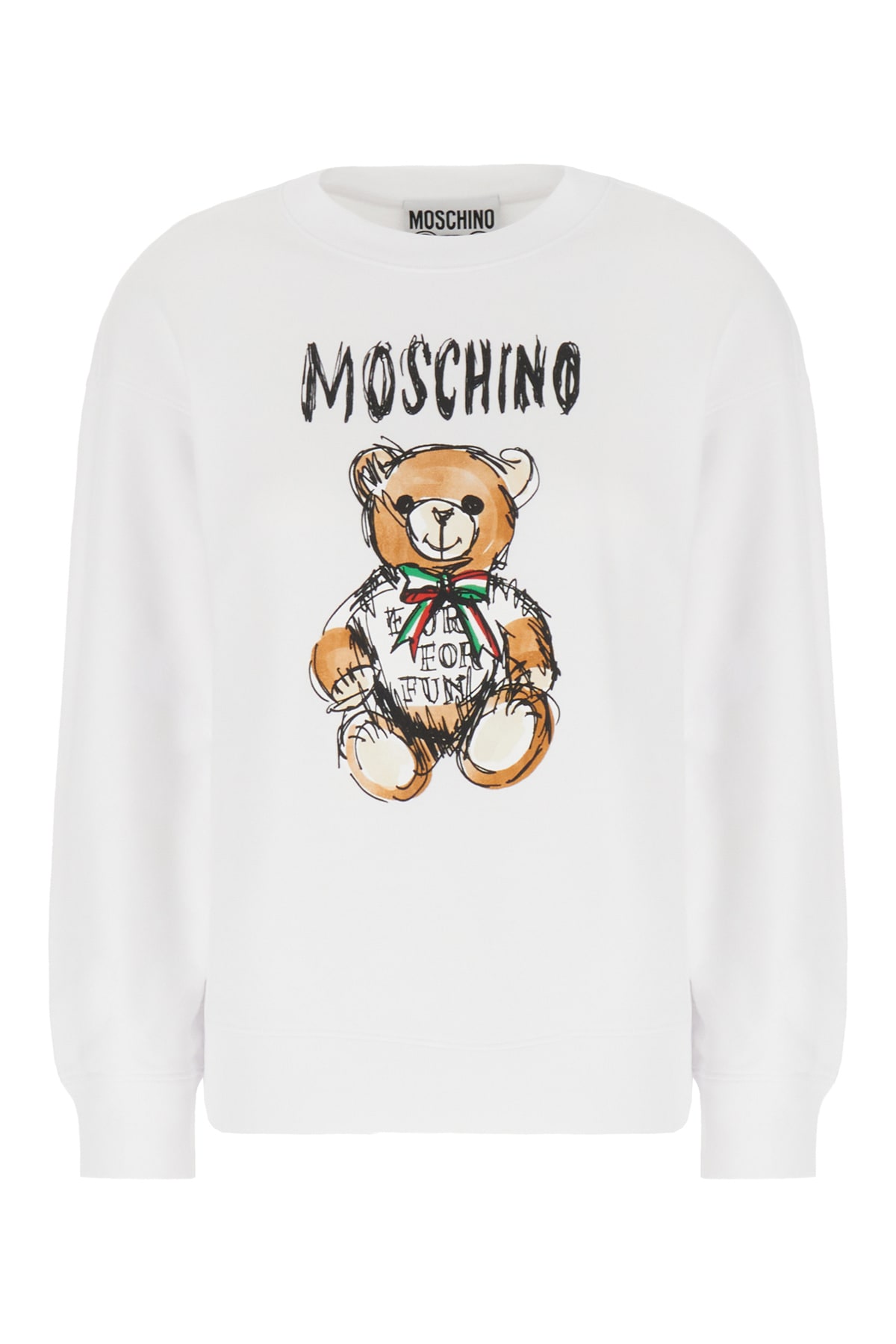 Moschino White Cotton Oversize Sweatshirt In Bianco