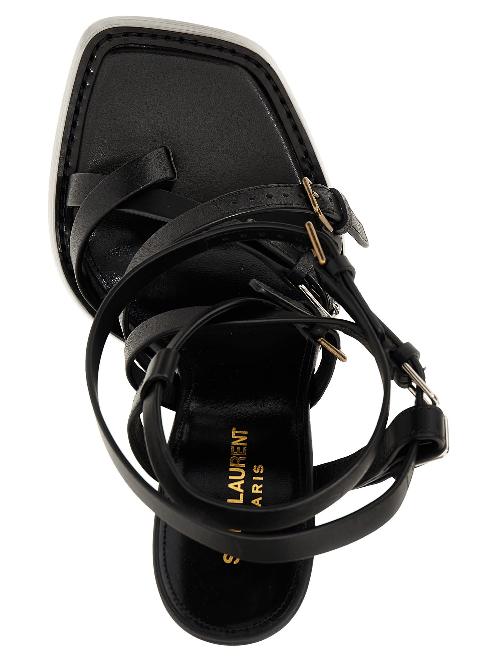 Shop Saint Laurent Carine Sandals In Black