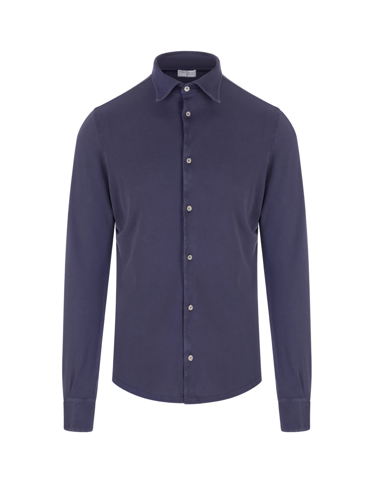 Fedeli Shirt In Dark Blue Oxford Cotton