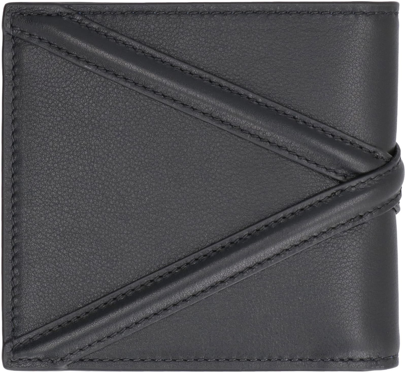 Shop Alexander Mcqueen Leather Flap-over Wallet In Black