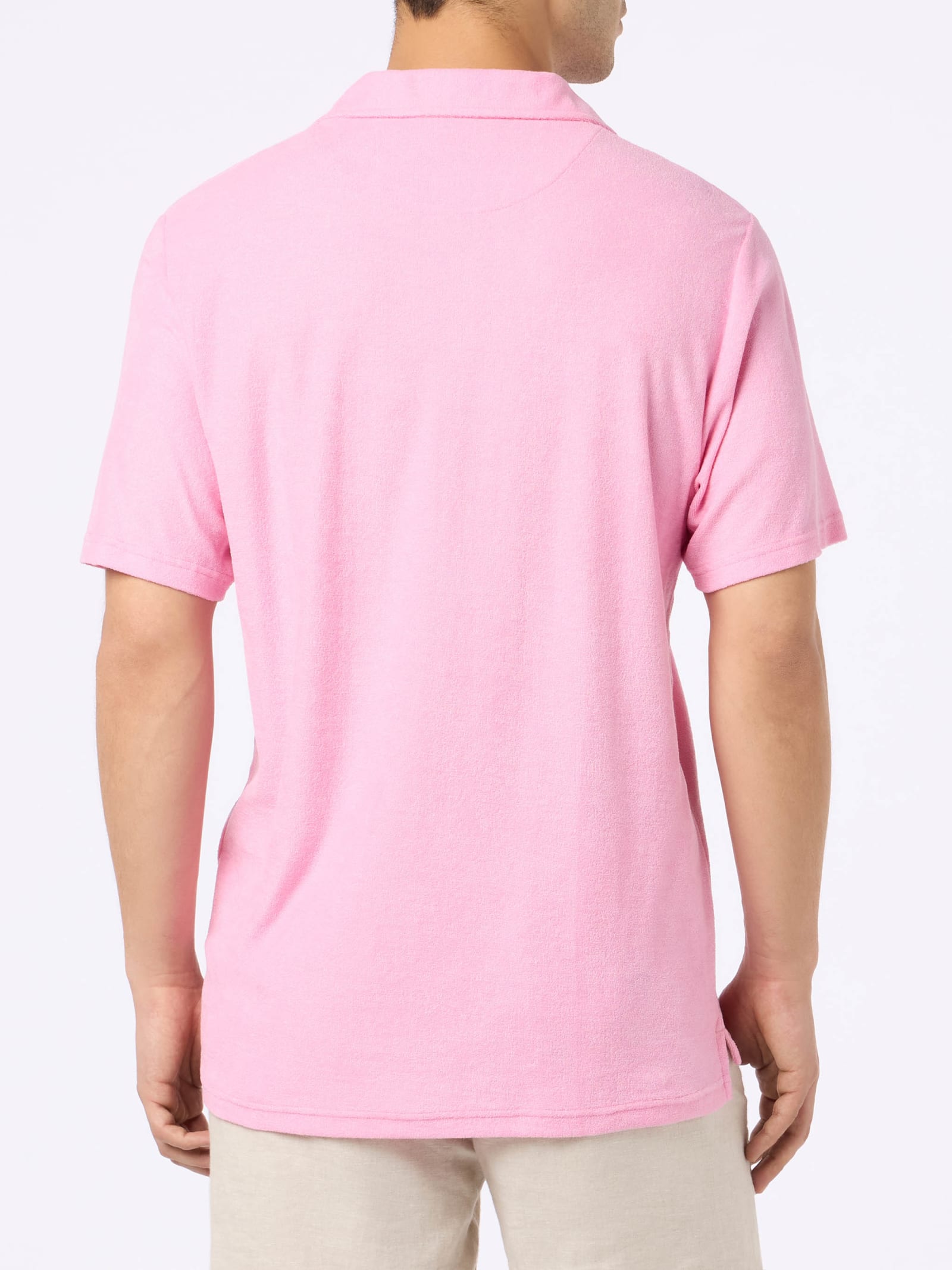 Mc2 Saint Barth Man Pink Terry Polo Shirt Jeremy In Pink