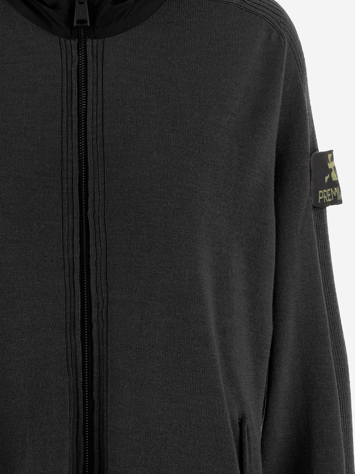 Premiata Merino Wool Zip-up Sweatshirt In Black