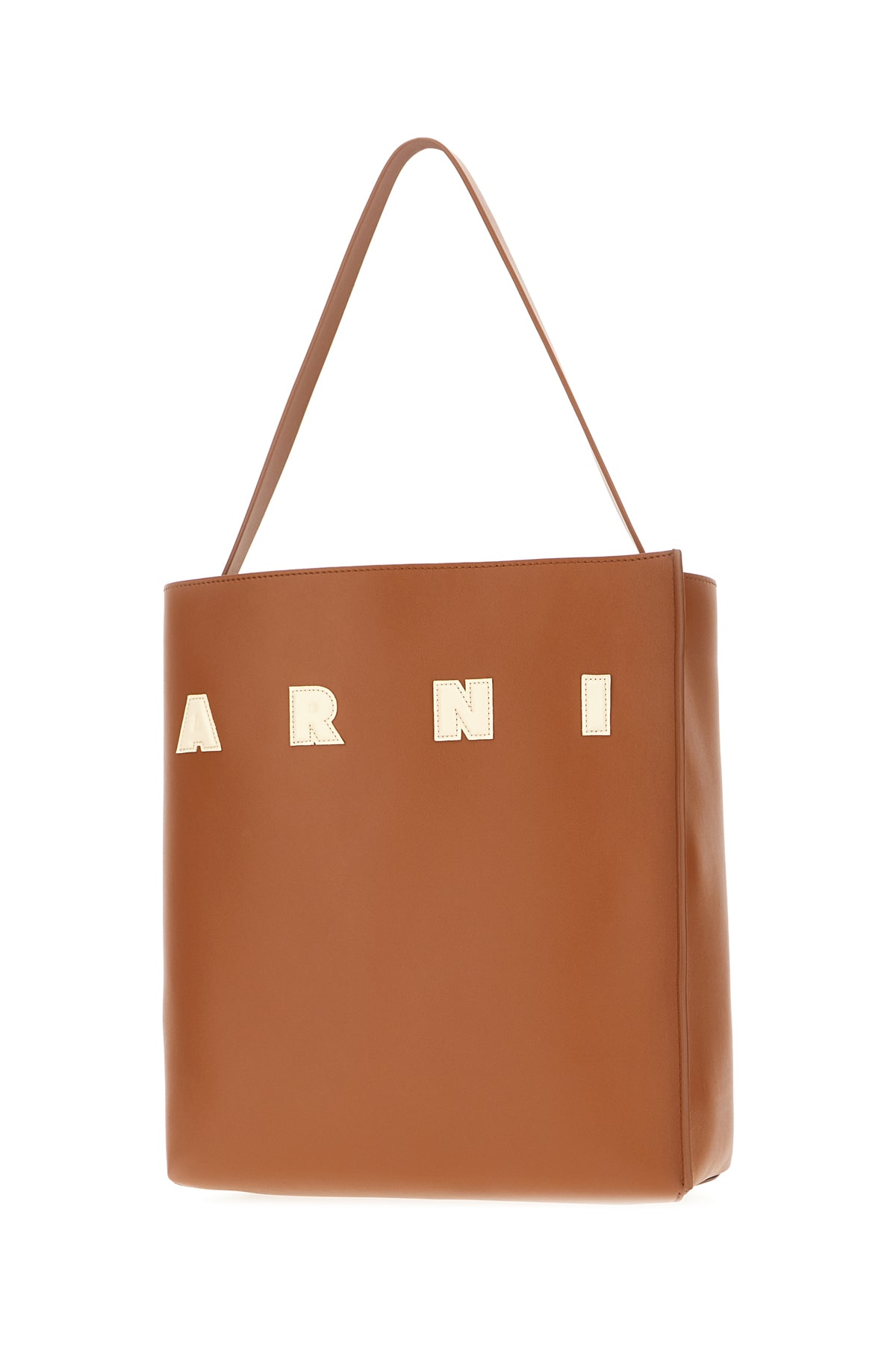 Shop Marni Brown Leather Museo Shoulder Bag In Mocaivory