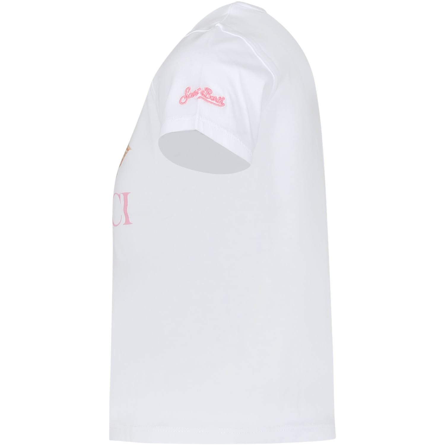 Shop Mc2 Saint Barth White T-shirt For Girl With Angel Print