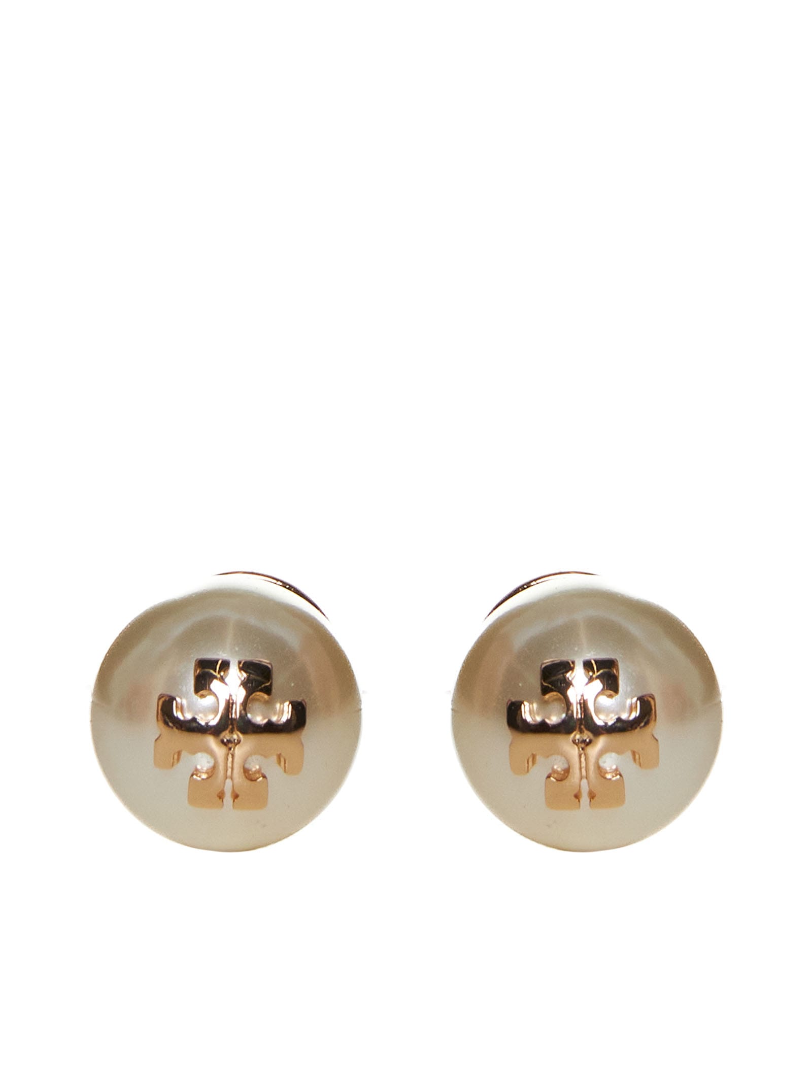 Tory Burch Kira Pearl Stud Earrings In Ivory / Tory Gold