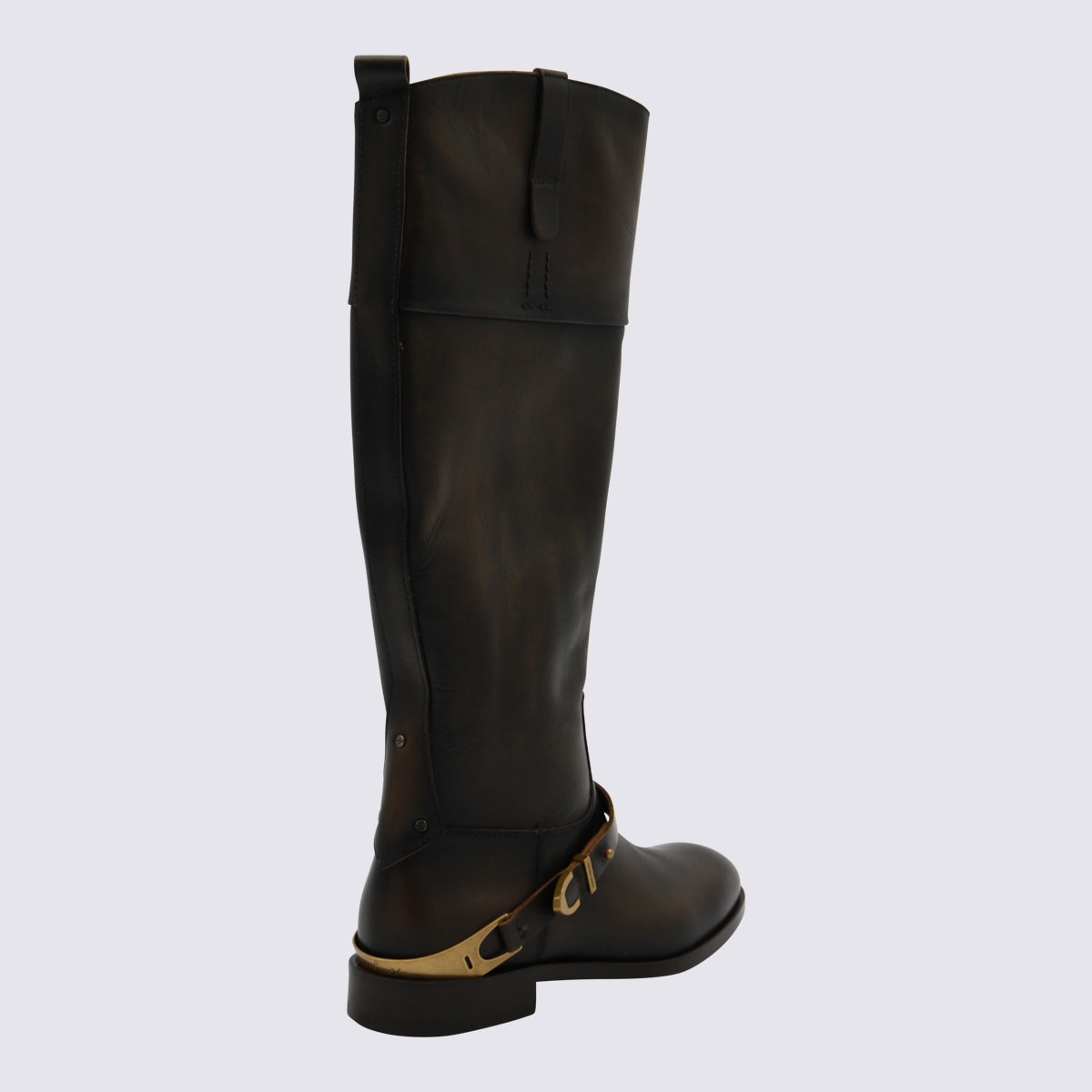 Golden Goose Charlie Distressed Leather Upper With Accessories Boots Brown In Animal Print