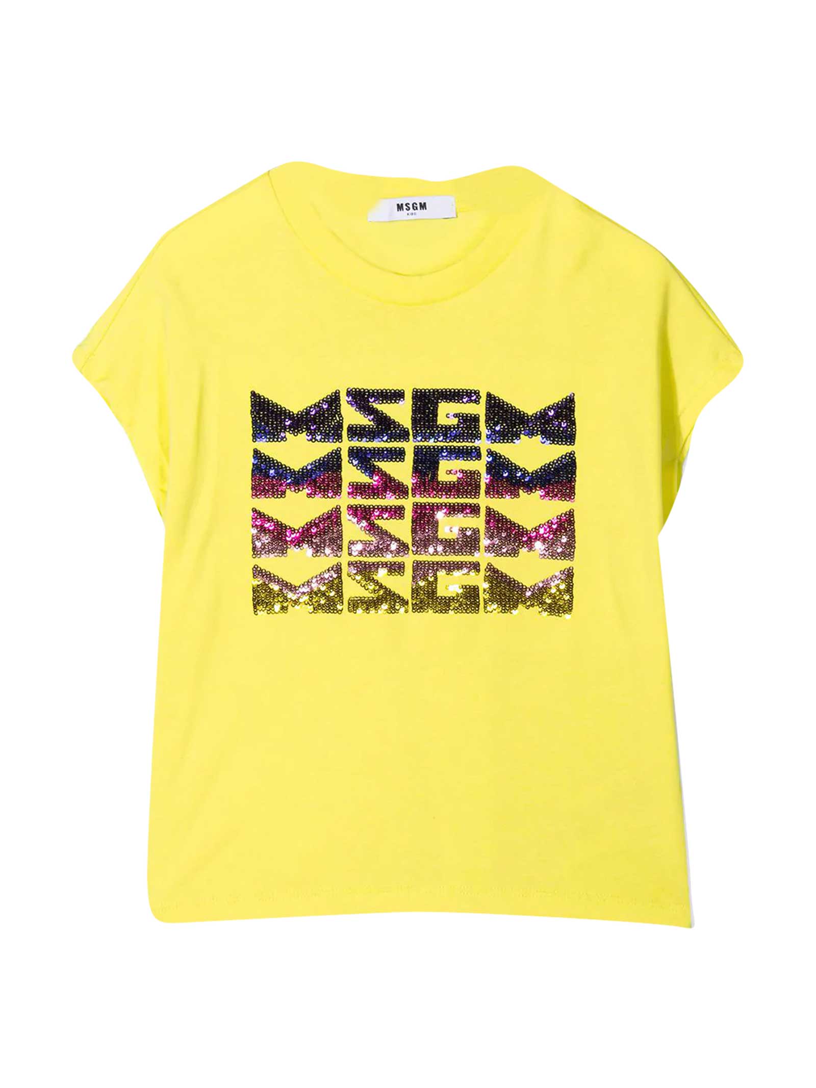 MSGM Yellow T-shirt With Sequins