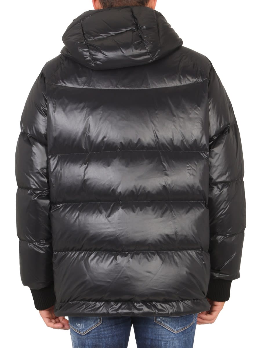 Shop Dsquared2 Down Jacket With Logo Print In Black