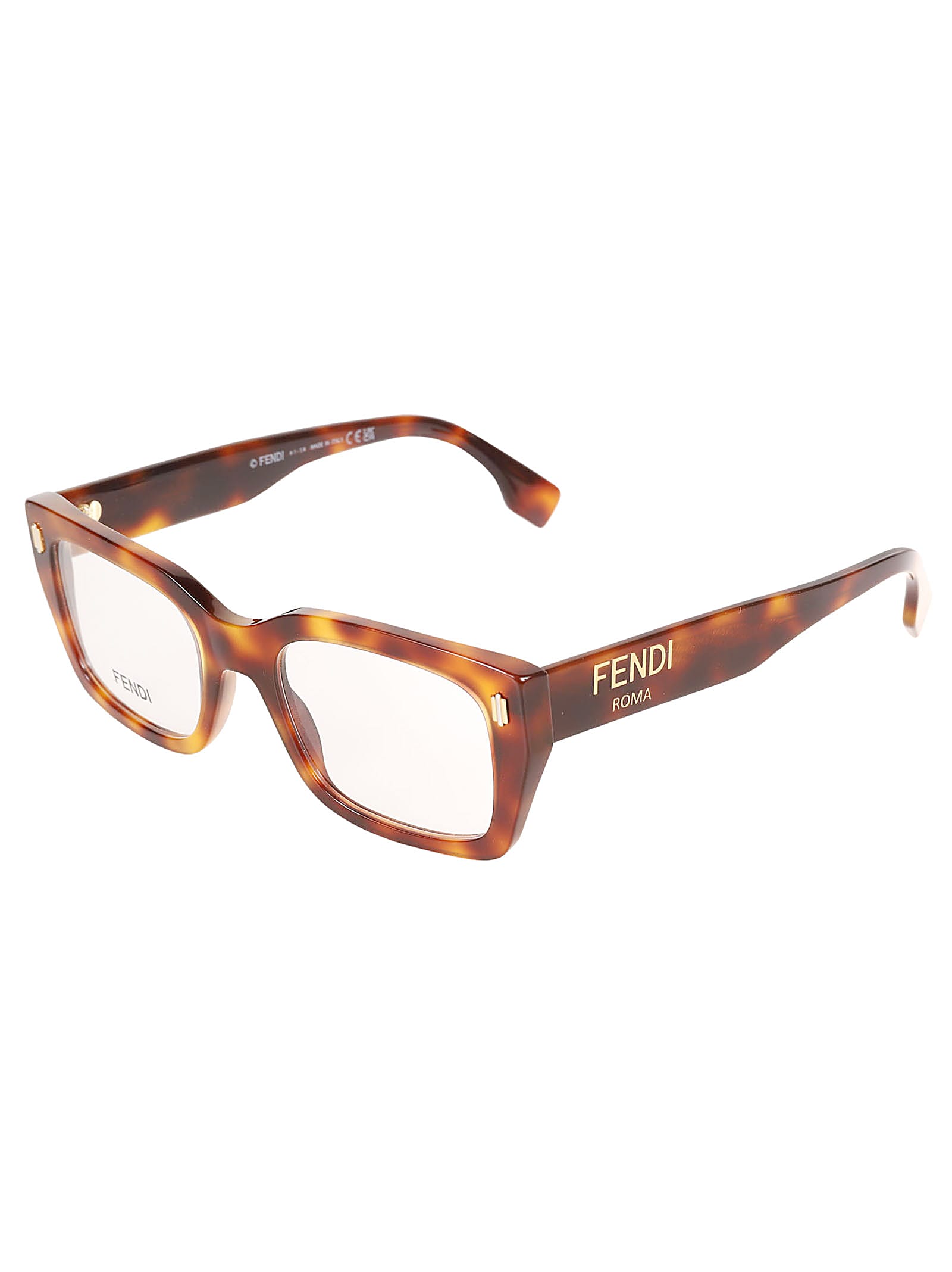 Fendi Square Frame Logo Sided Glasses In 053 - Havana