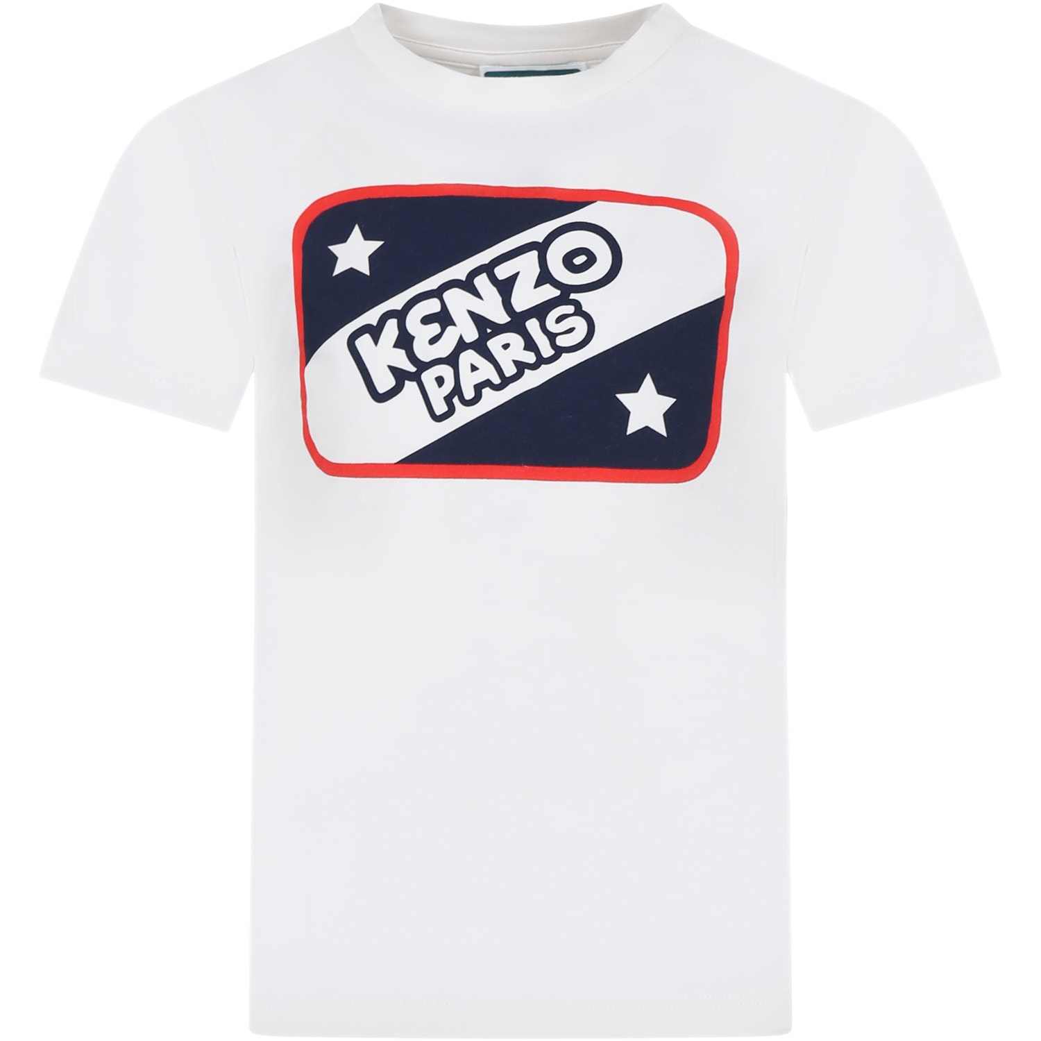Kenzo Kids' White T-shirt For Boy With Logo Print
