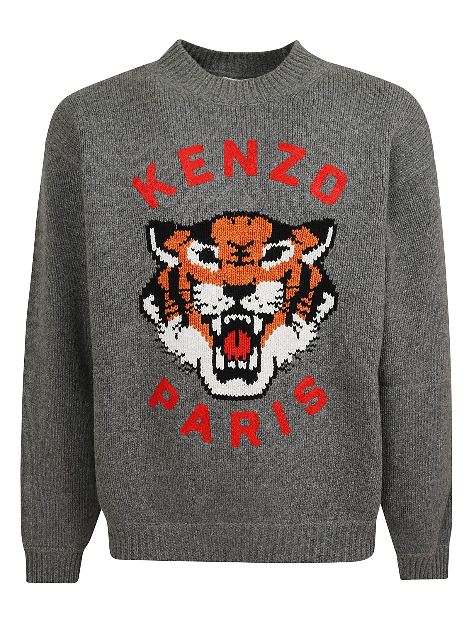 Shop Kenzo Rws Lucky Tiger Jumper In Stone Grey