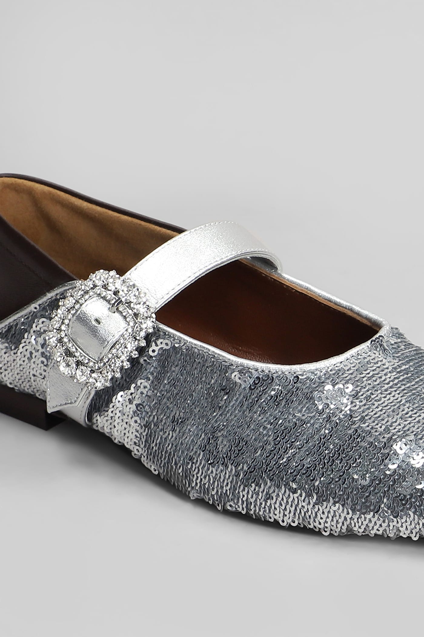 Wales Bonner Ballerina Buckle Ballet Flats In Silver Leather In Silver