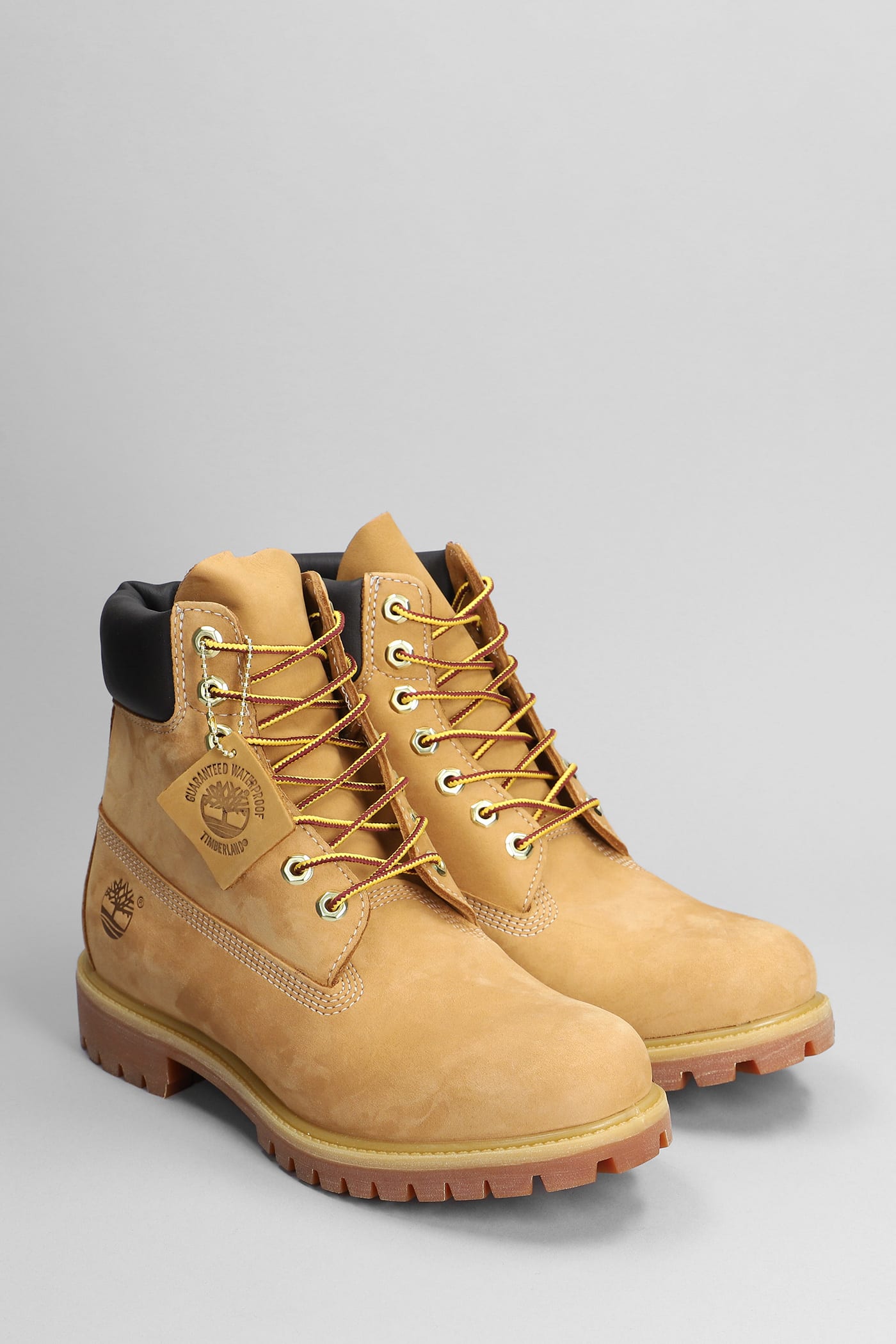 Timberland Prem 6 In Lace Combat Boots In Beige Nubuck In Multi