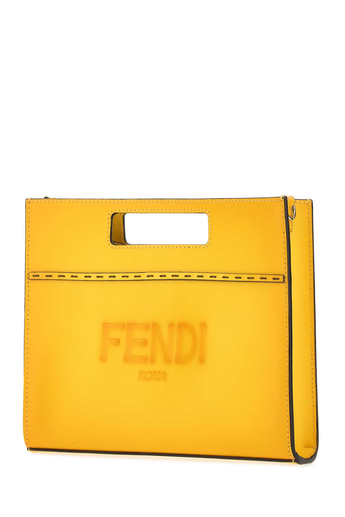 Shop Fendi Yellow Leather Handbag In F0chf