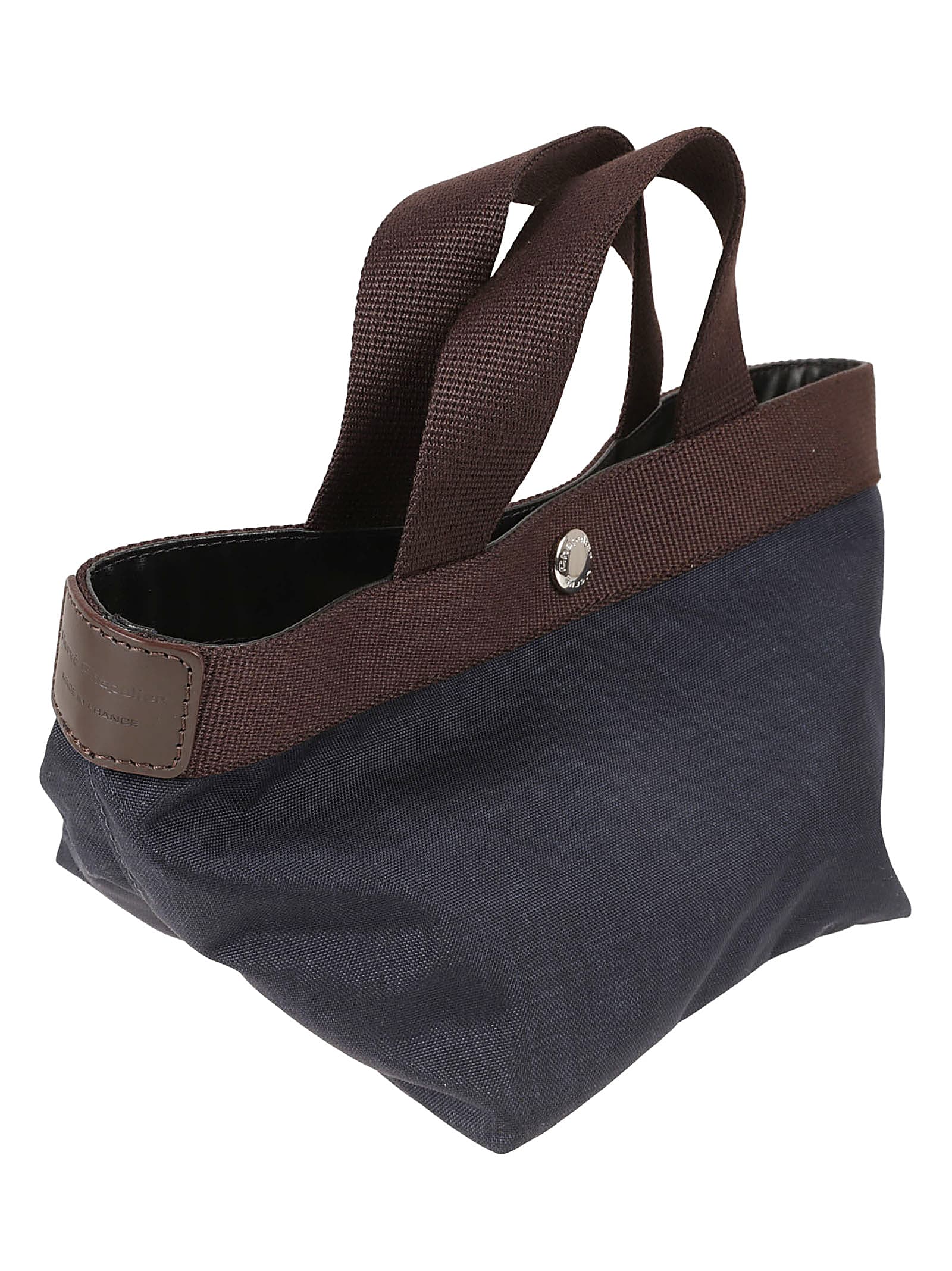 Herve Chapelier Top Handle Woven Shoulder Bag In Navy