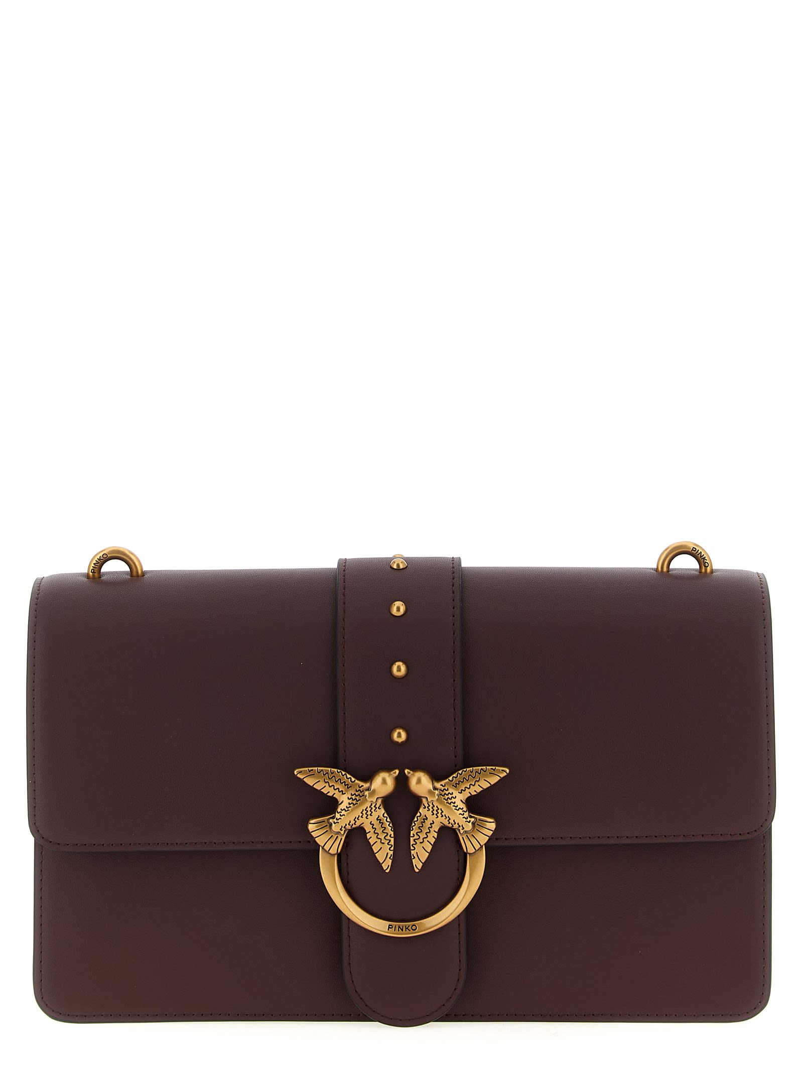 Pinko Love Vitello With Structured Silhouette And Bird Embellishment In Brown