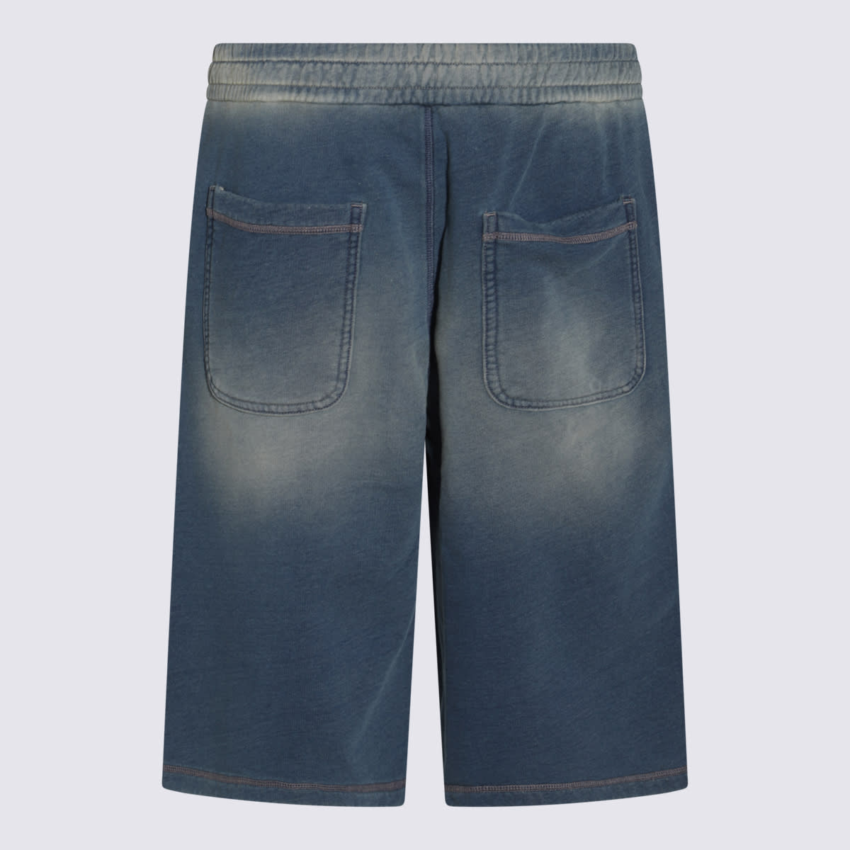 Diesel Blue Bermuda Pants With Oval D Logo Embroidery On The Front And Distressed Effect In Blu