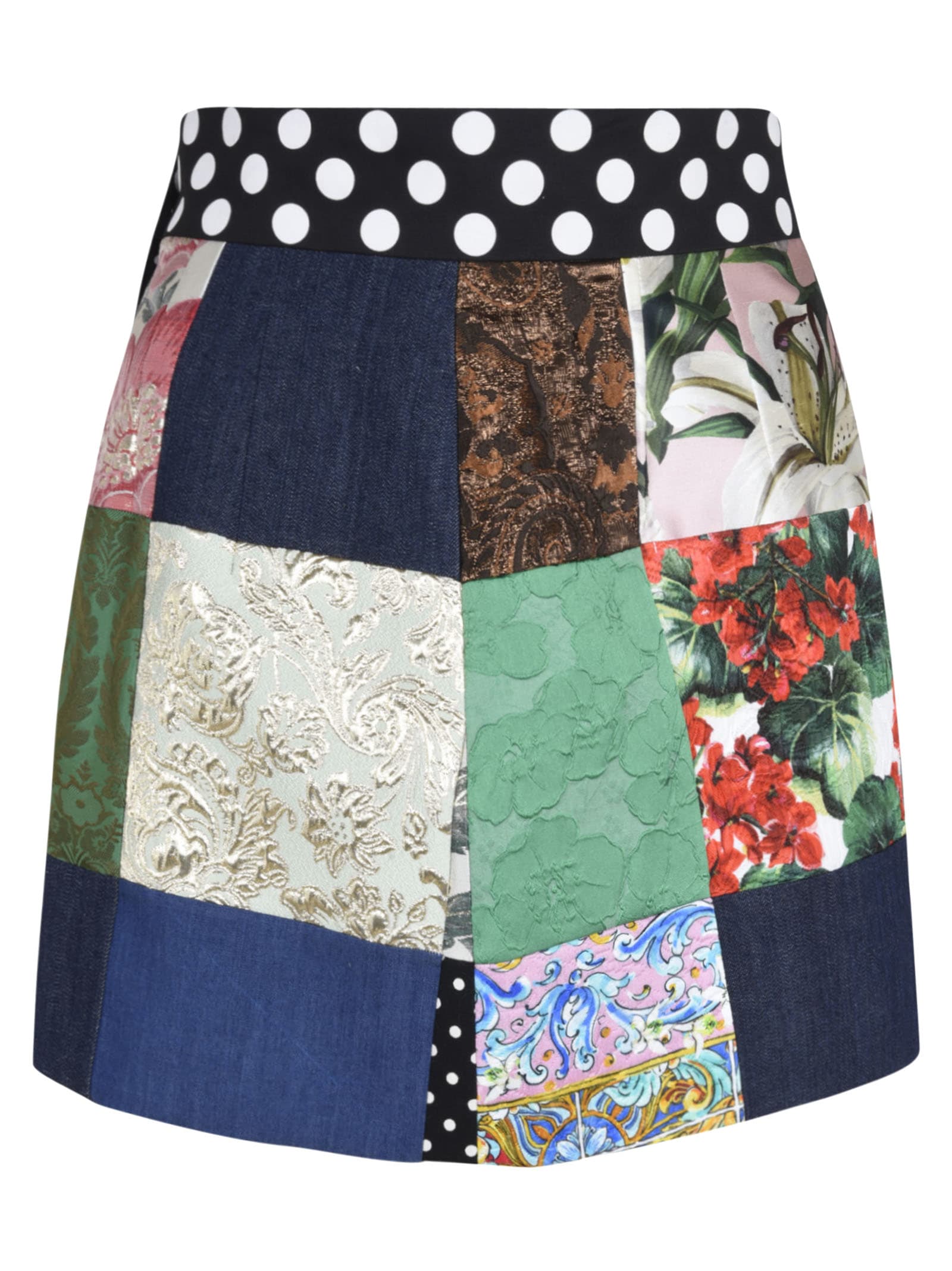 Dolce & Gabbana Multi-patched Denim Skirt In Multicolor