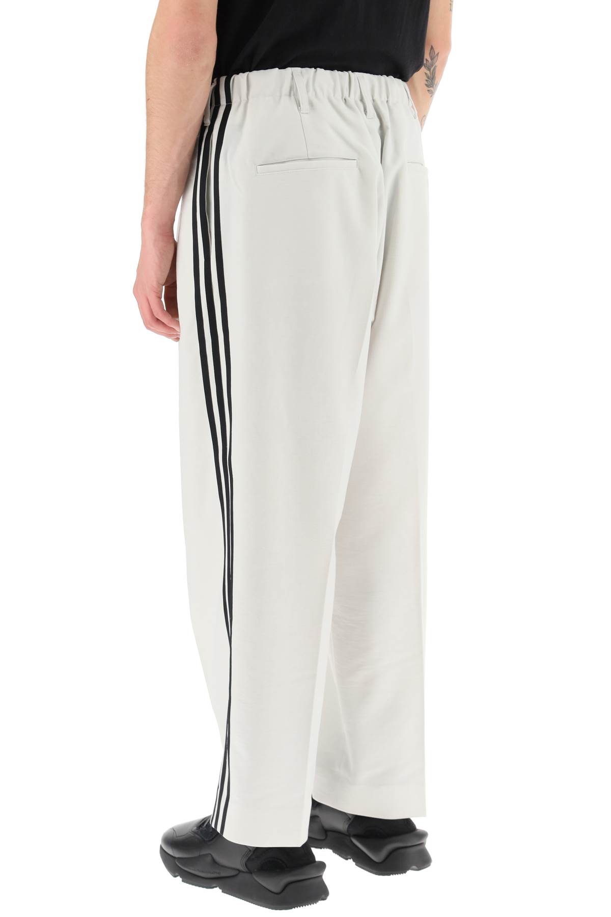 Shop Y-3 Lightweight Twill Pants With Side Stripes In Orbit Grey (white)