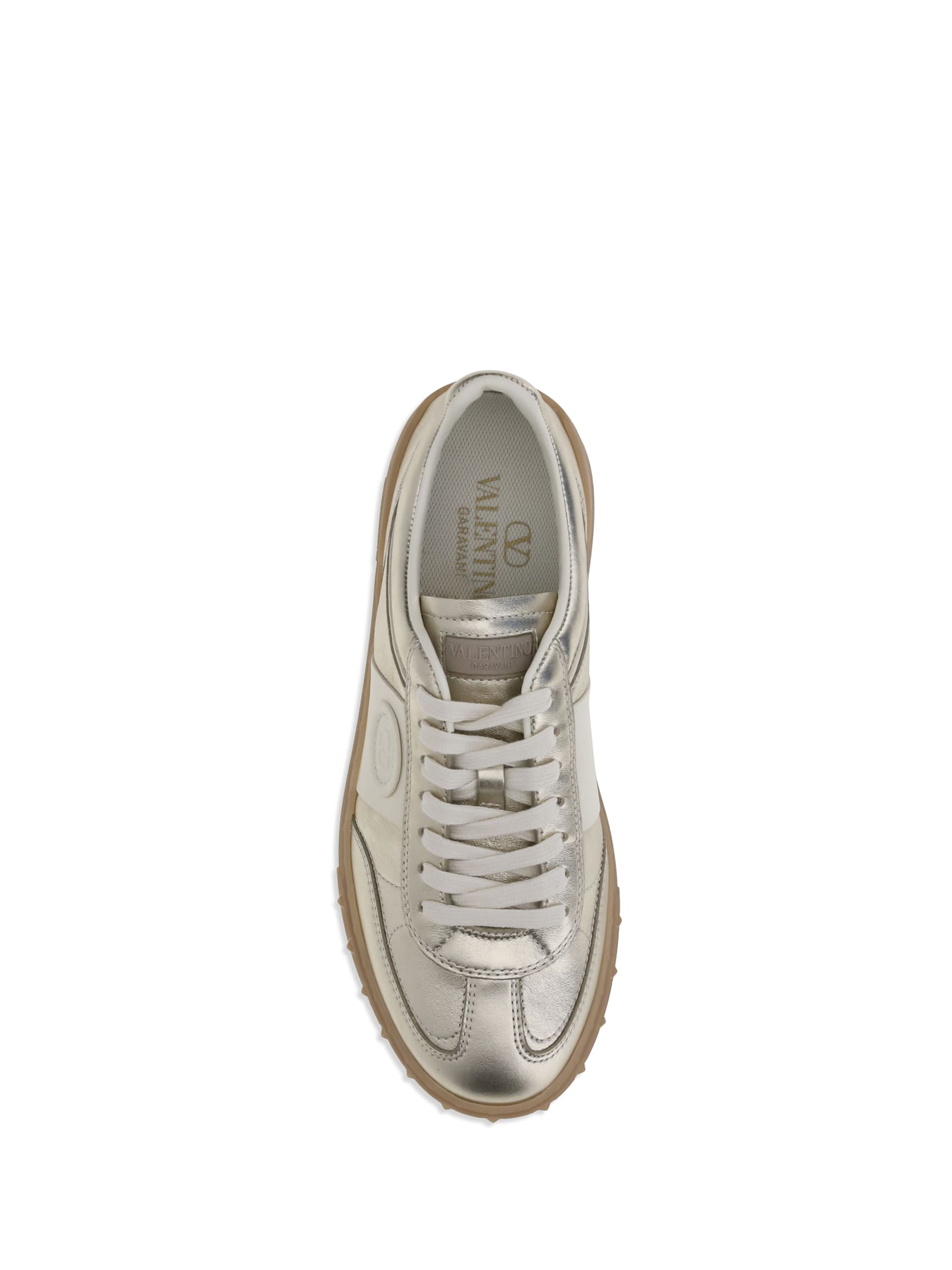 Valentino Village High-top Sneakers With Unique Leather Imperfections In Silver
