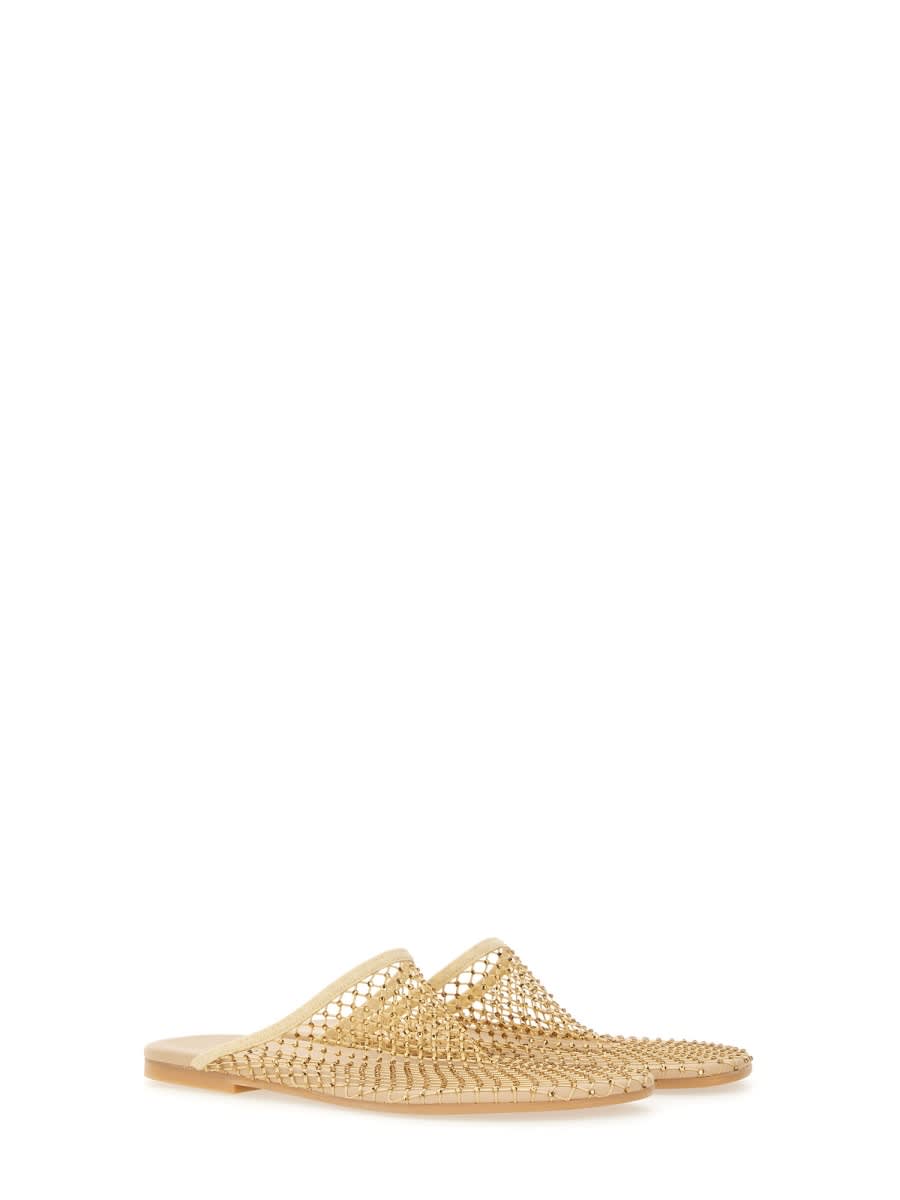 Alysi Open-toe Mesh Slip-on Sabot In Mesh In Gold