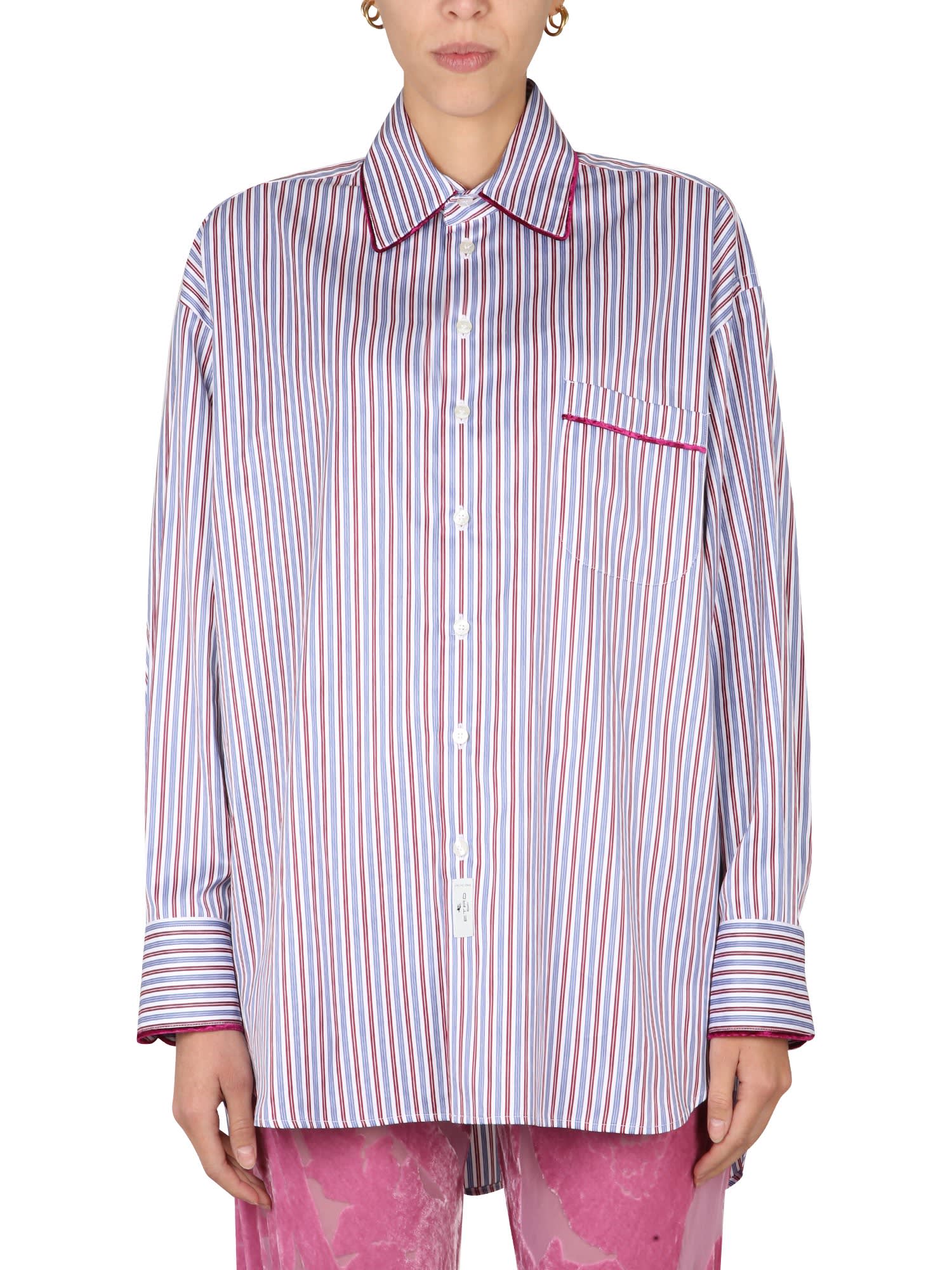 Etro Striped Shirt With Velvet Piping