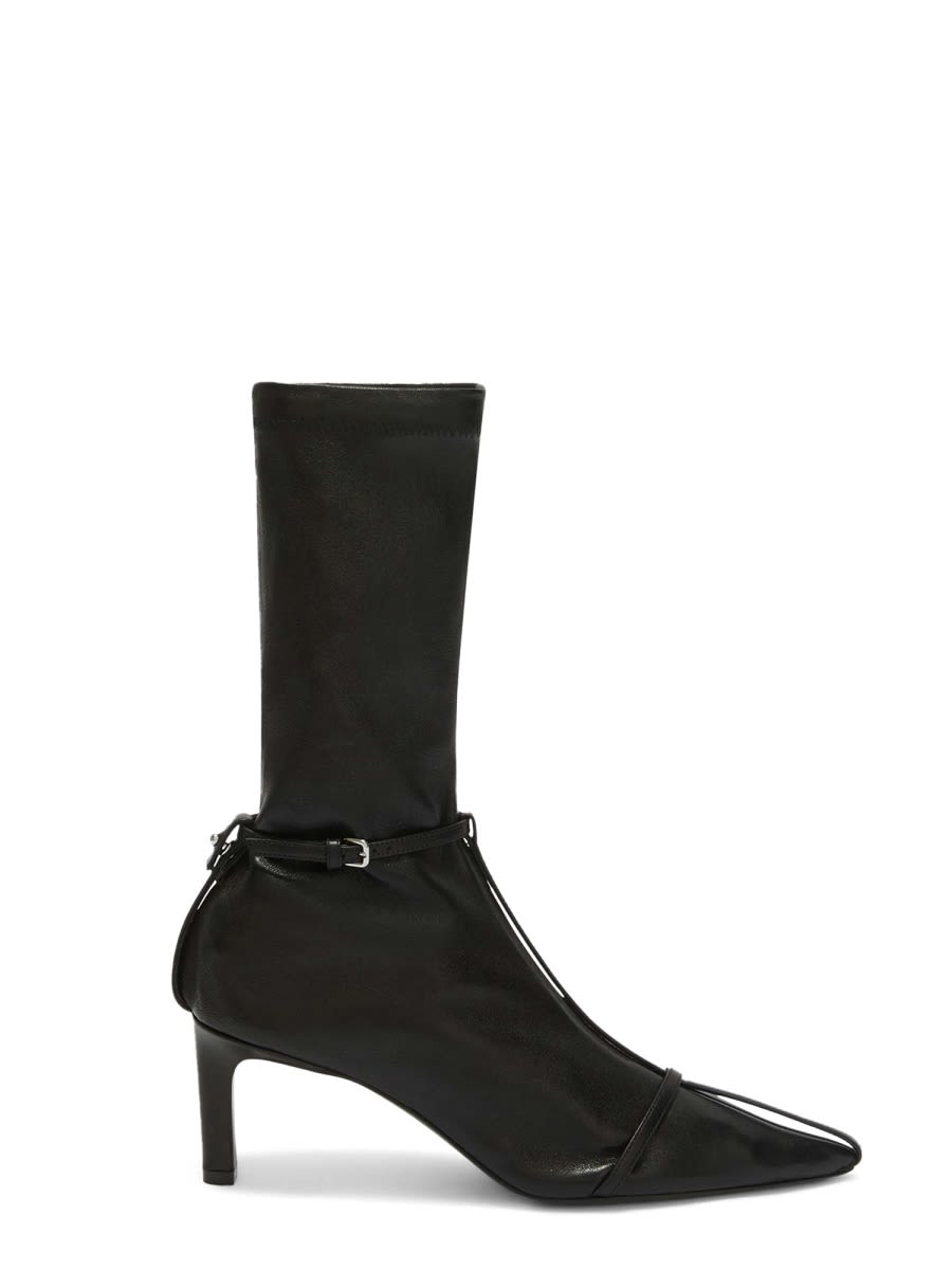 Shop Jil Sander Leather Boot In Black