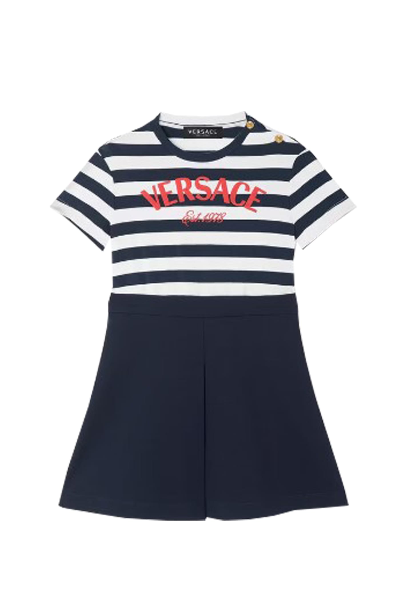 Versace Kids' Nautical Stripe T-shirt Dress In Blue
