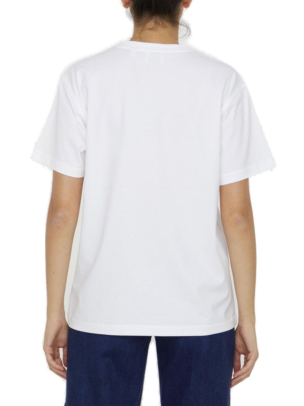 Shop Burberry Checked Crewneck T-shirt In White