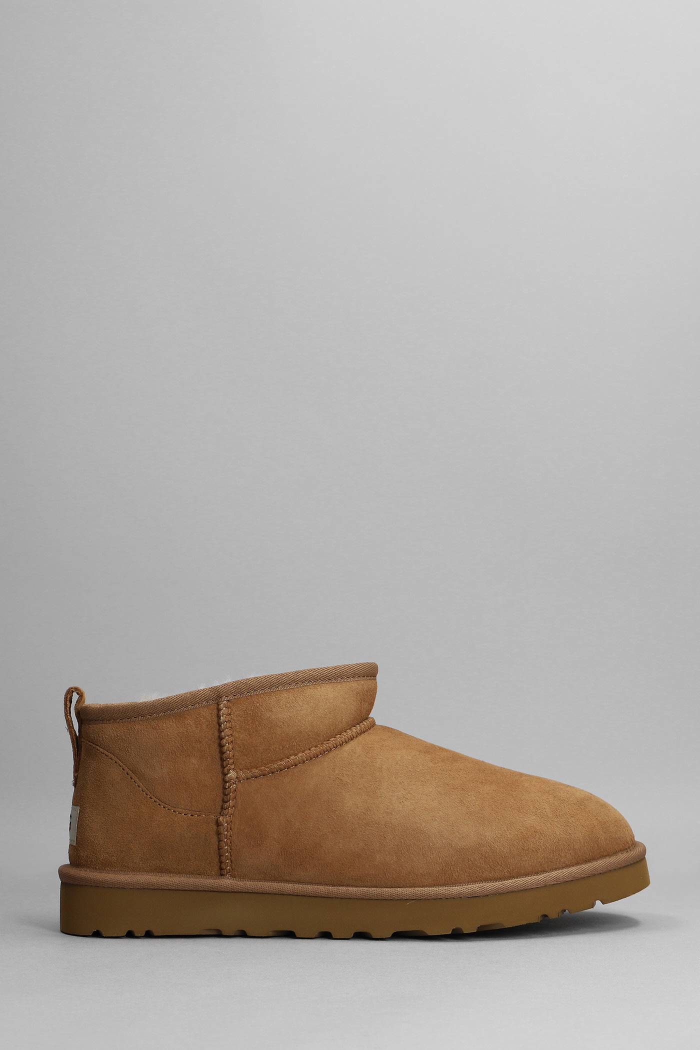 UGG Classic Ultra Mini Low Heels Ankle Boots In Leather Color Suede