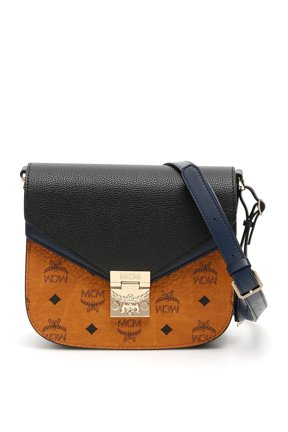 MCM, Bags, Mcm Navy Blue Leather Small Patricia Crossbody Bag