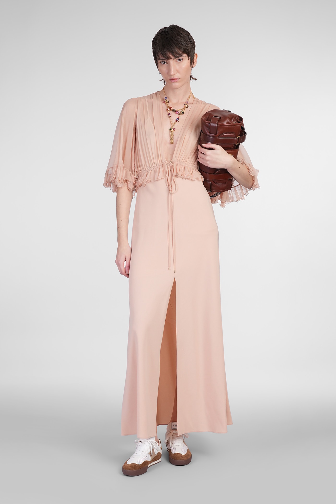 Shop Chloé Dress In Rose-pink Silk