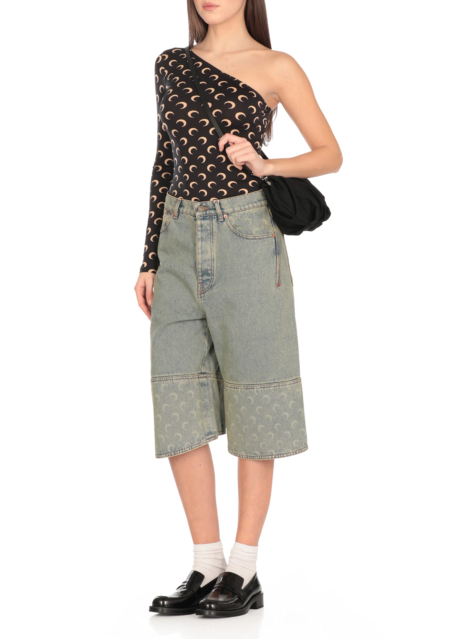 Marine Serre Moon Bermuda Shorts In Light Blue