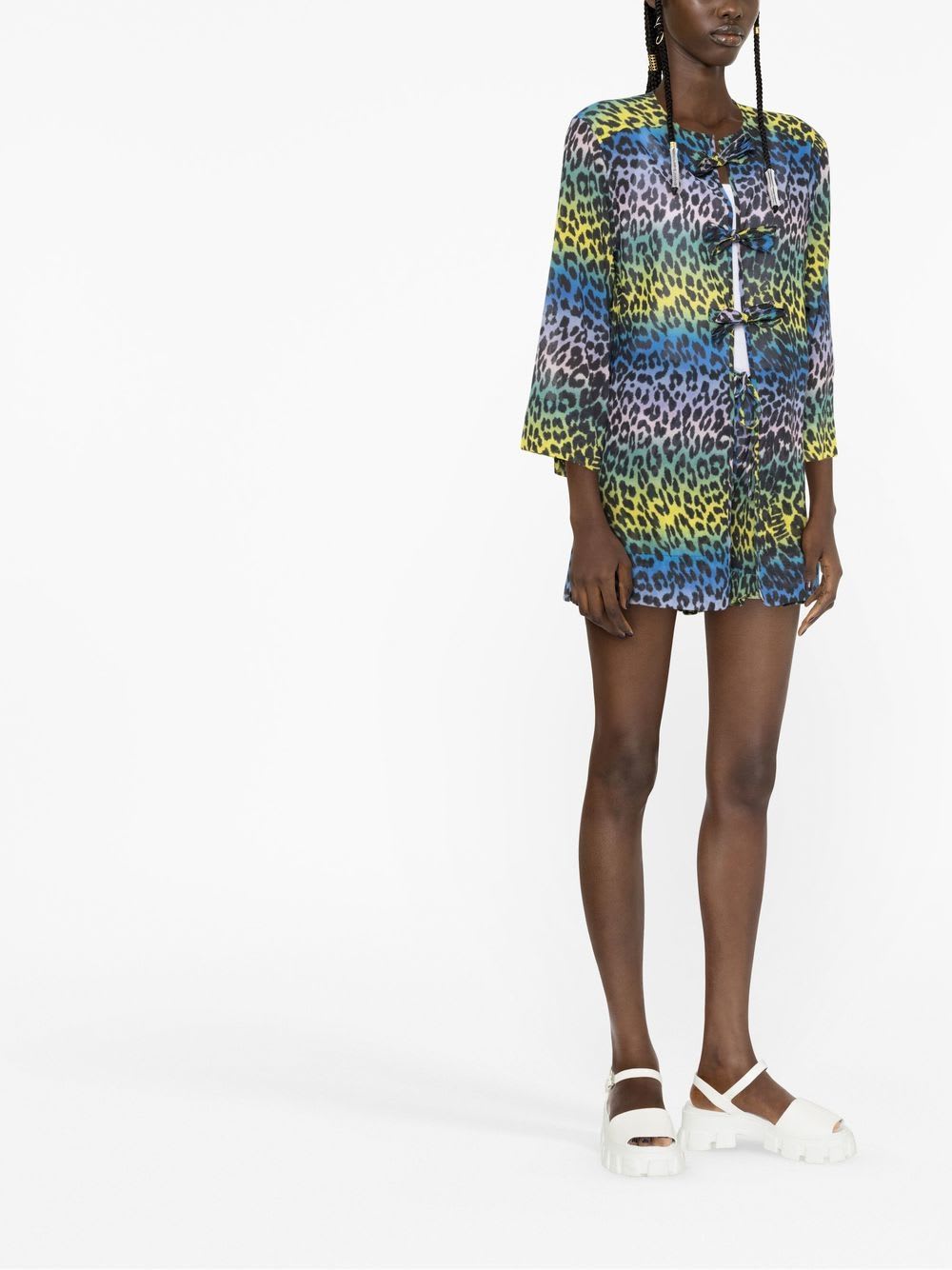 Ganni Leopard-print Cotton Blouse