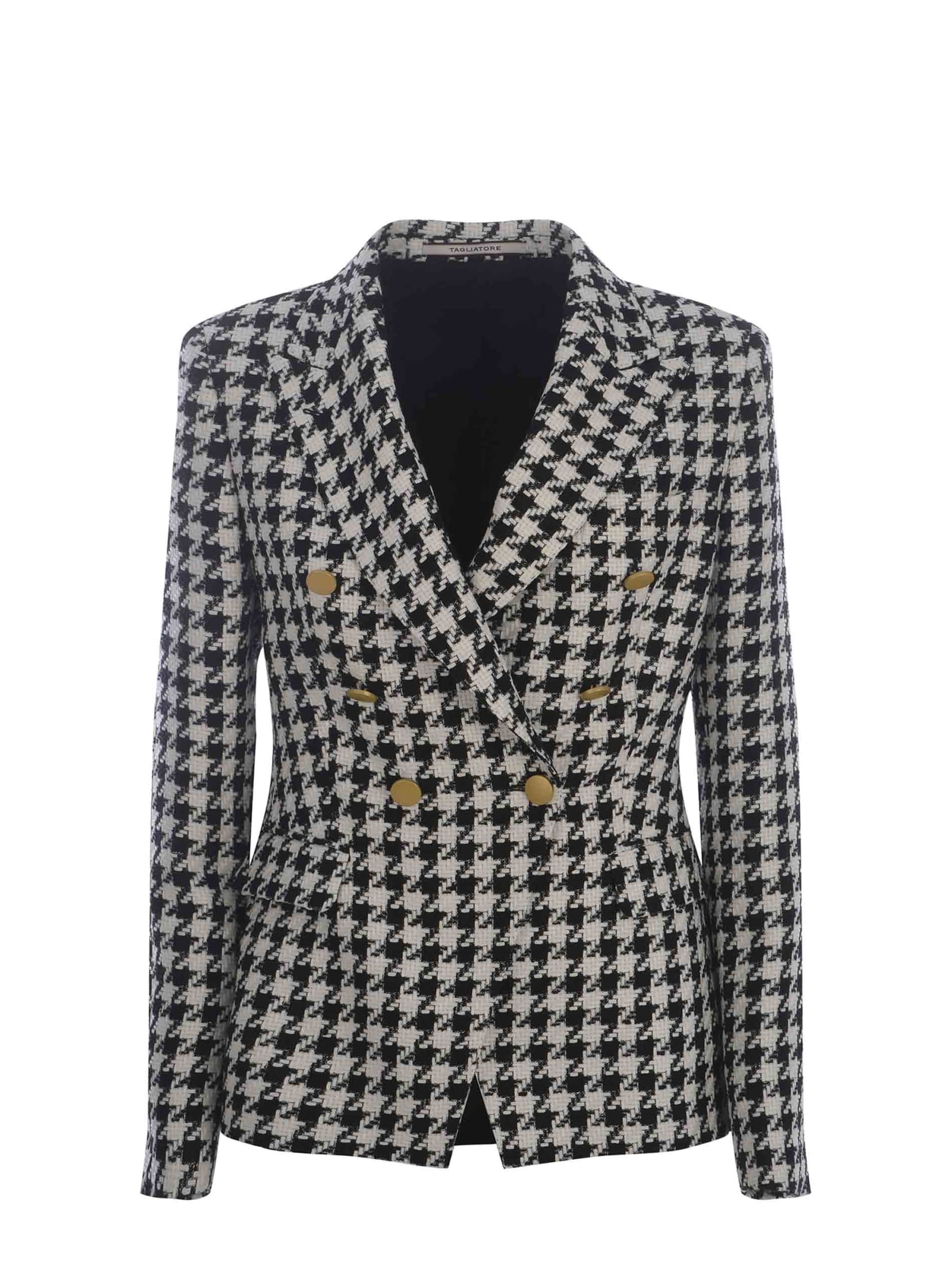 Shop Tagliatore Double-breasted Jacket  J-alycia Made Of Houndstooth In Black