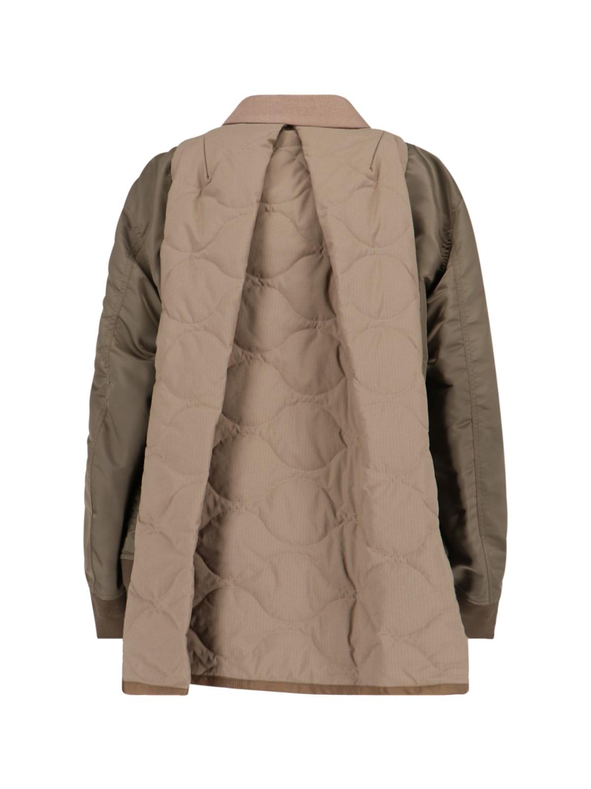 Shop Sacai Hybrid Double-breasted Blazer In 663 Beige X Khaki