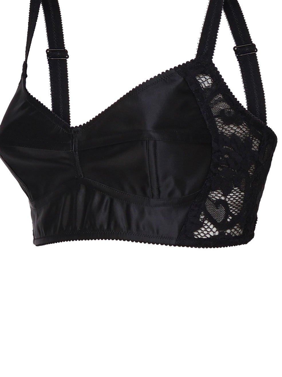 Shop Dolce & Gabbana Satin Lace Bralette Top In Black