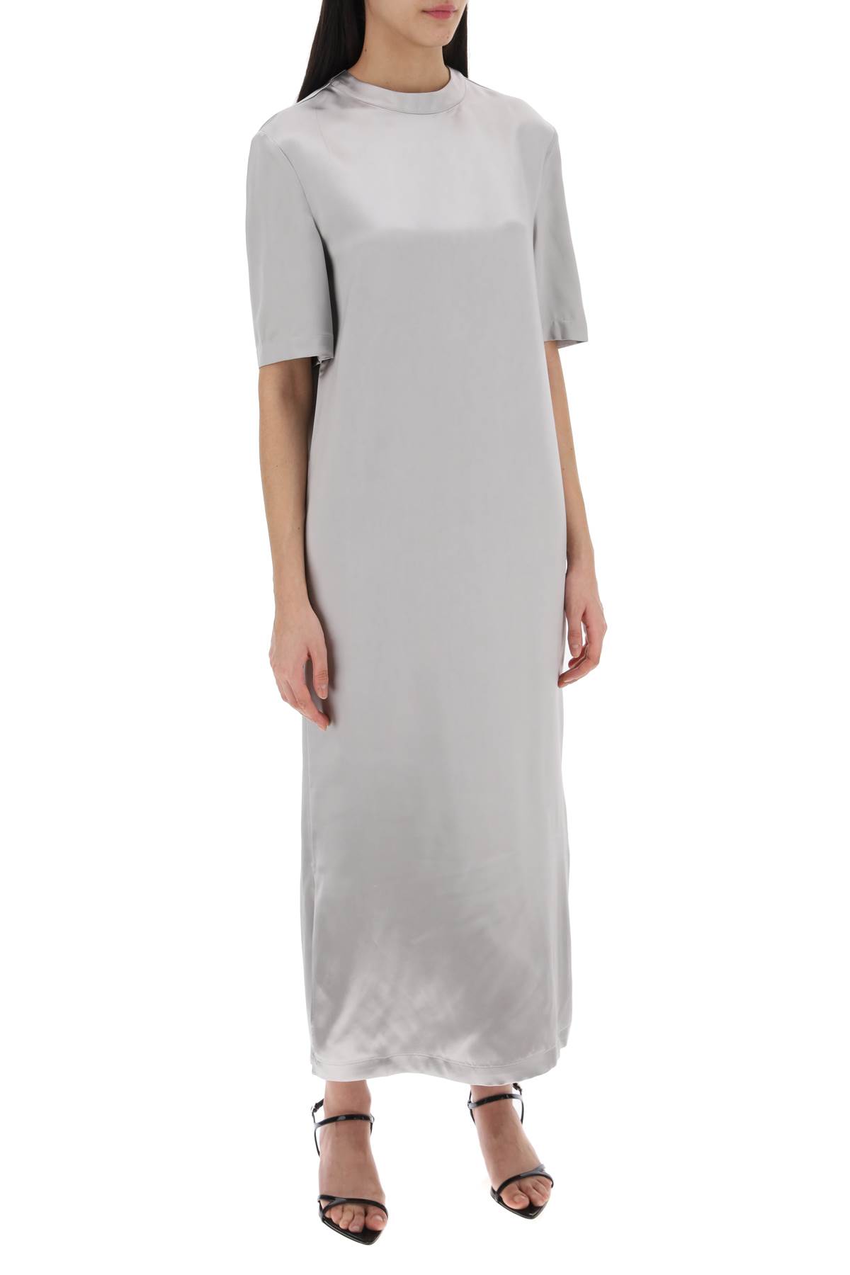 Shop Loulou Studio Silk Maxi Dress Tuga In Silver Grey (grey)