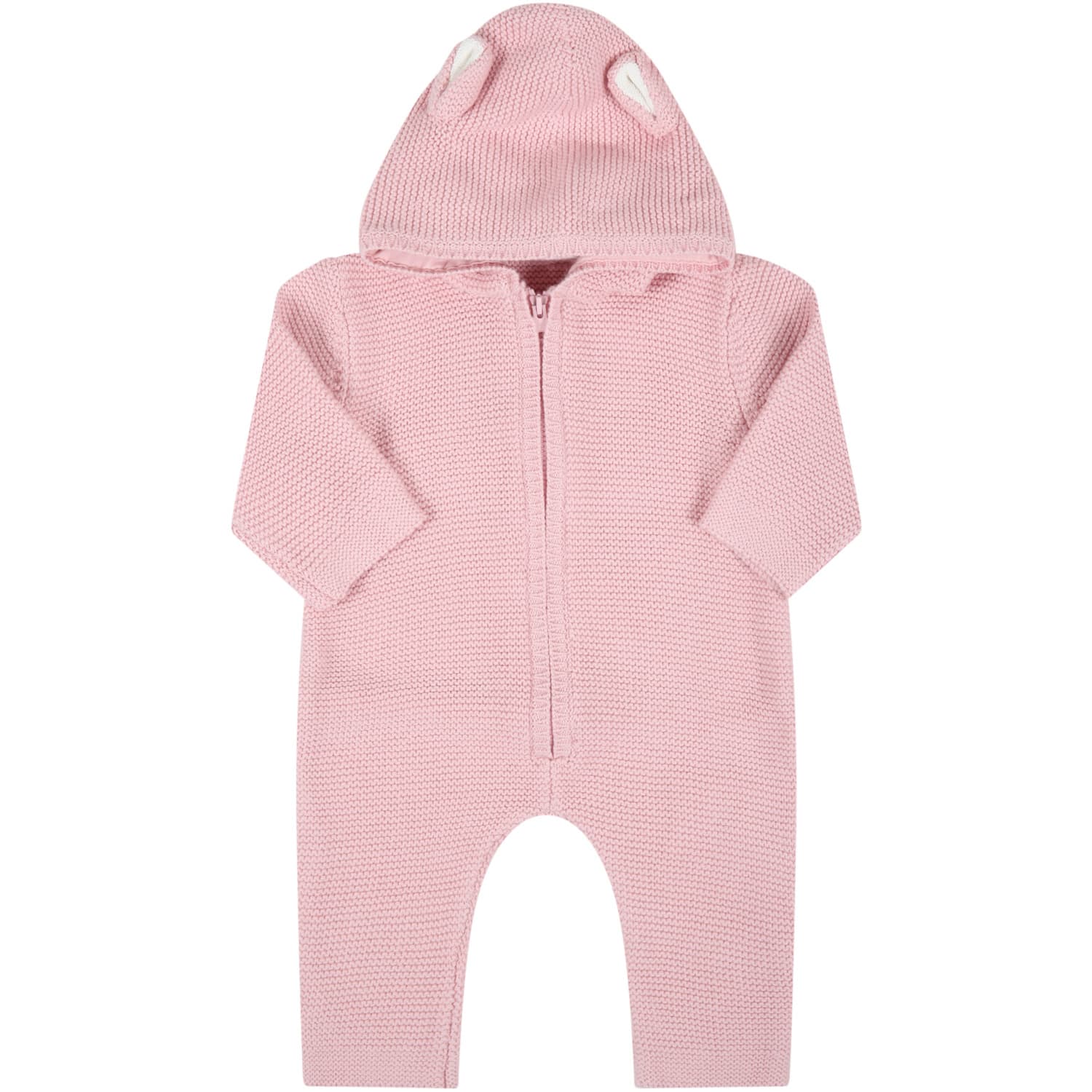 Stella McCartney Kids Pink Jumpsuit For Baby Girl With Bears Ears