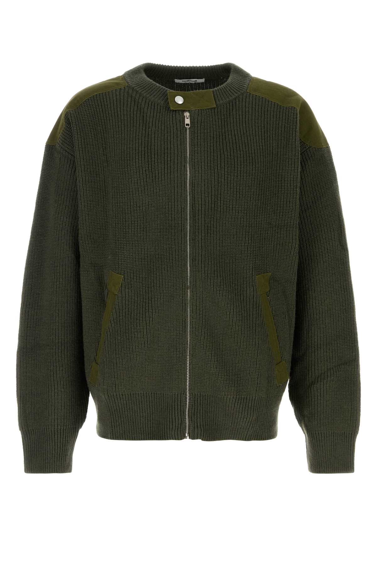 Gimaguas Olive Green Wool And Acrylic Guido Cardigan