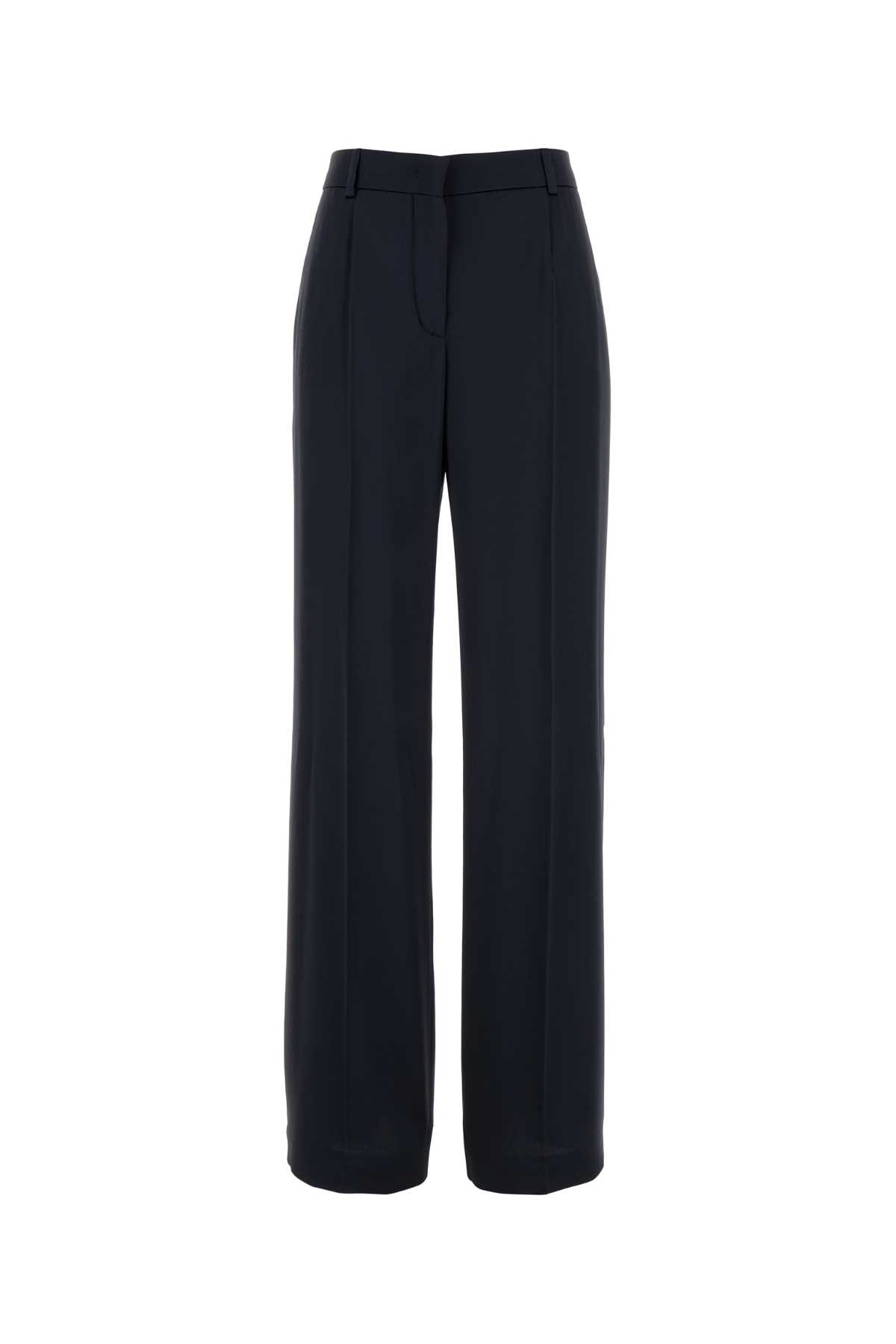 Navy Blue Satin Wide-leg Pant